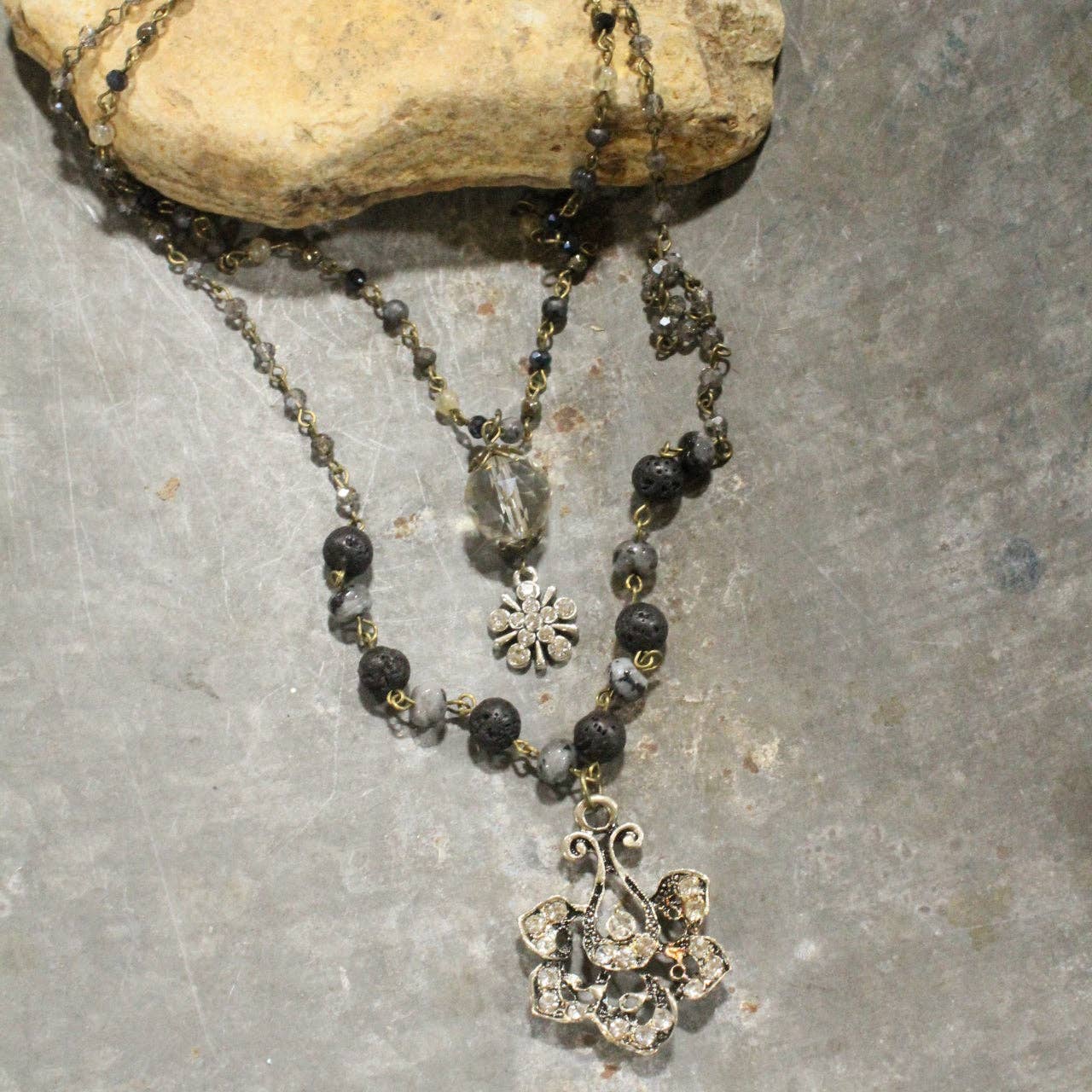 Classy & Sassy Black Stone Layered Necklace