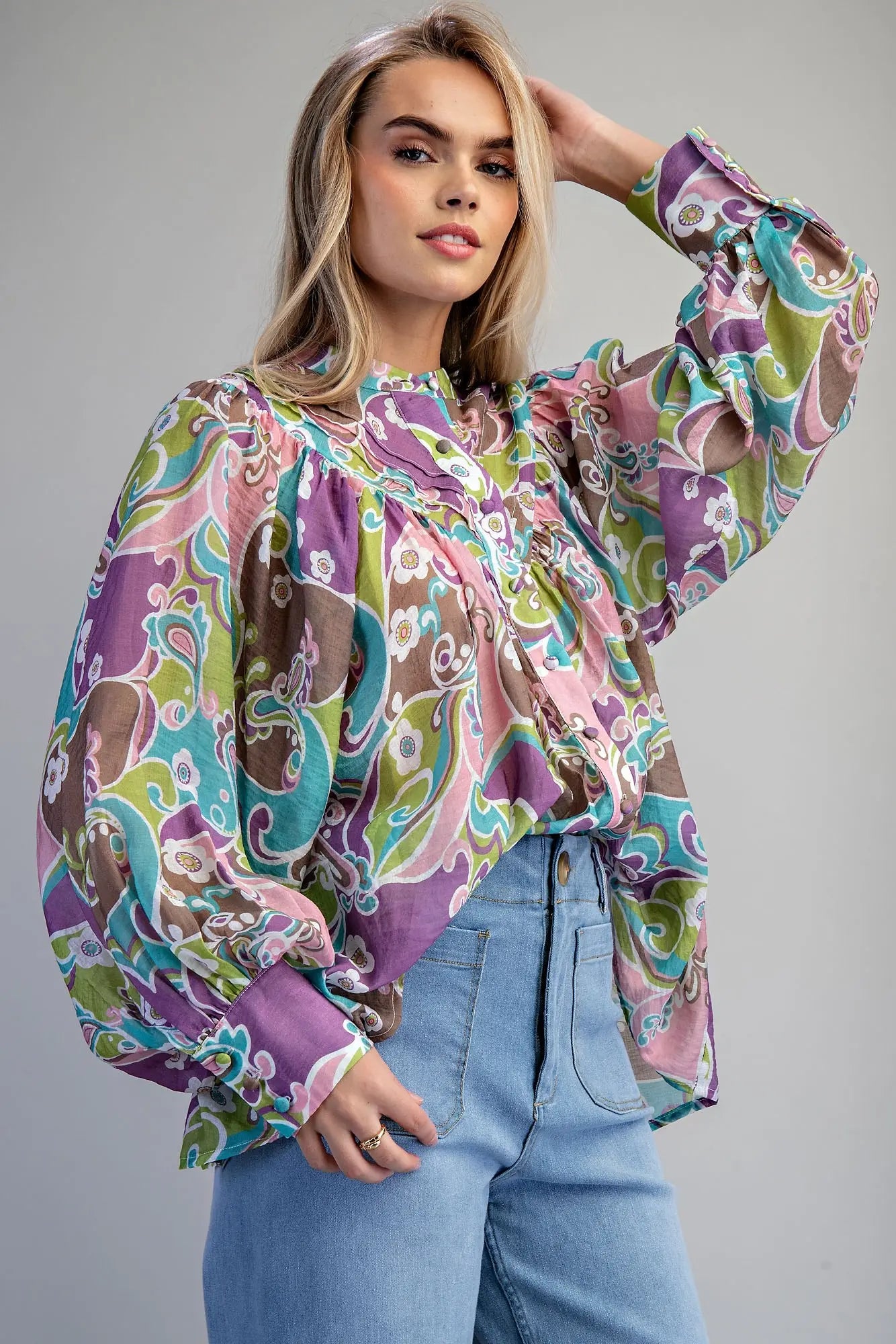 Plum Paisley Boho Blouse
