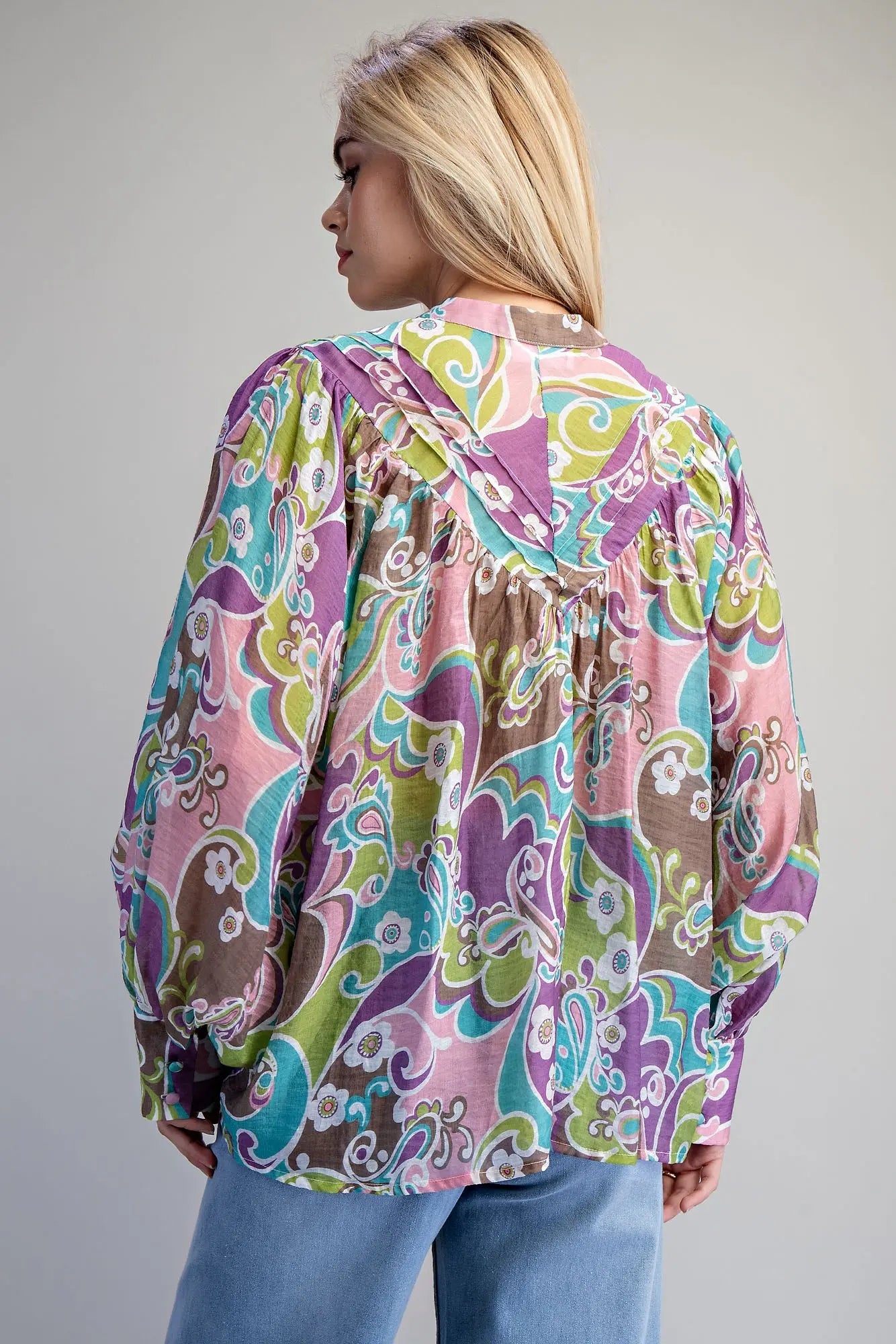 Plum Paisley Boho Blouse