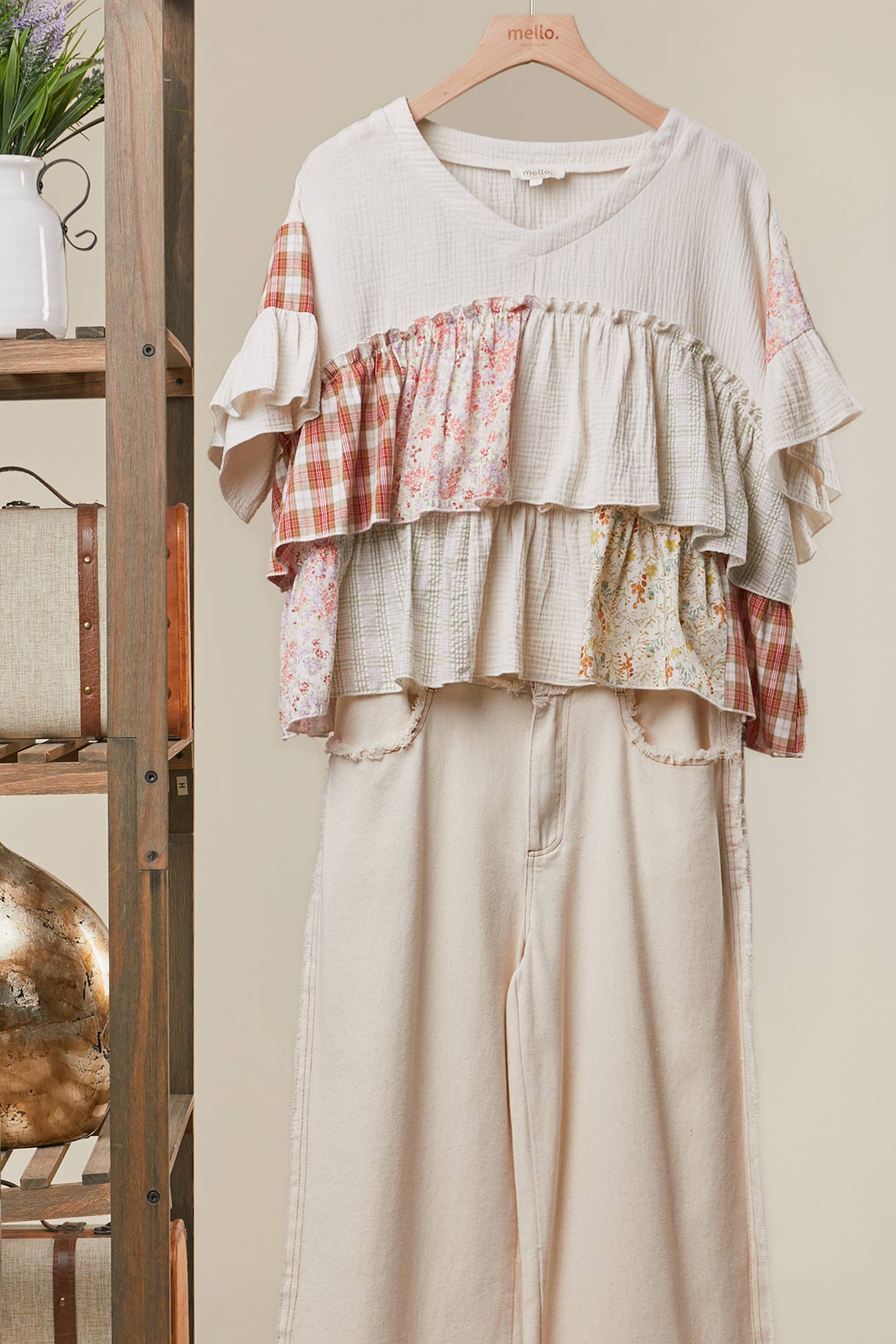 Allie Patchwork Ruffle Top