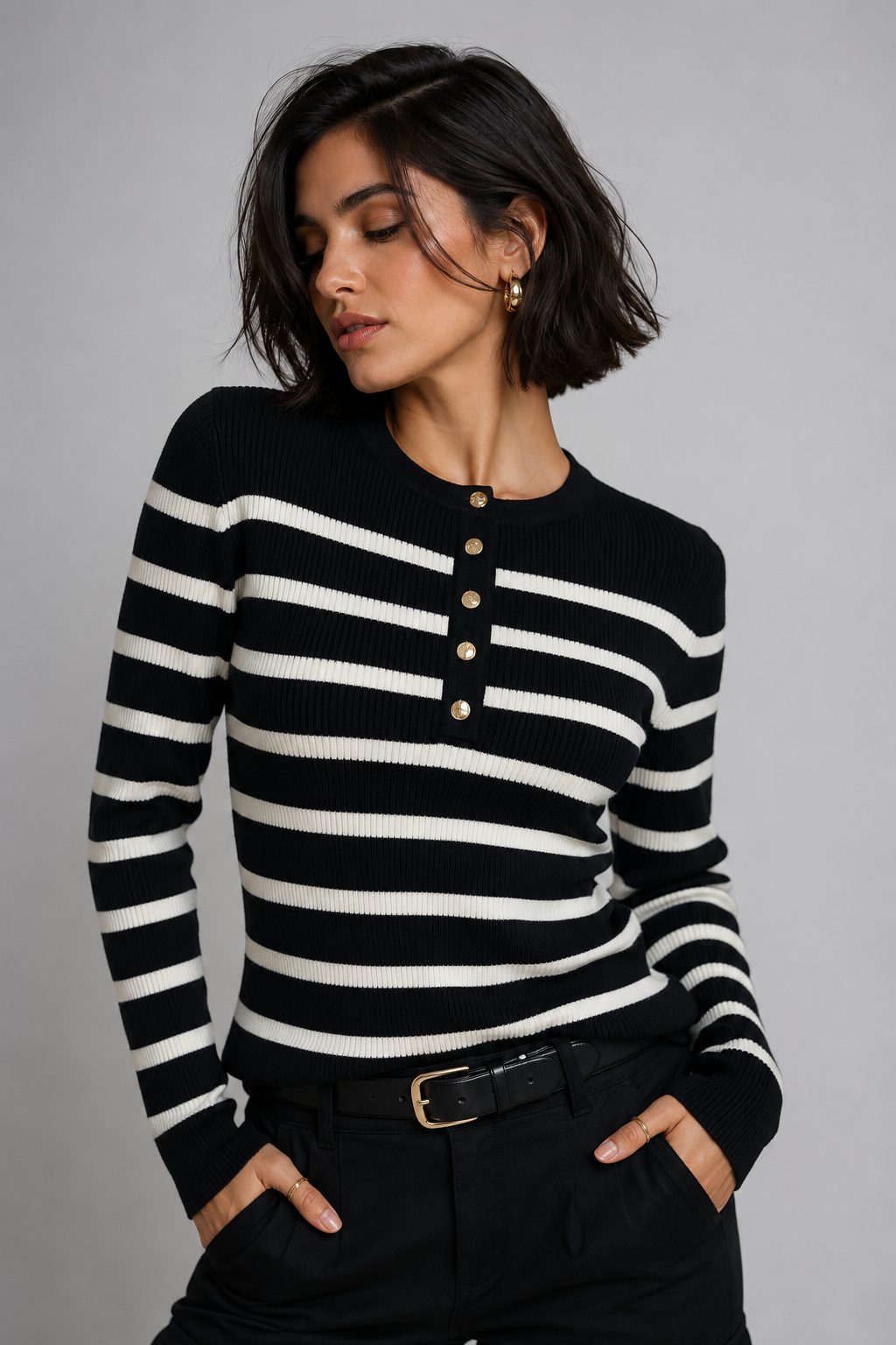 Parisian Stripe Knit Sweater