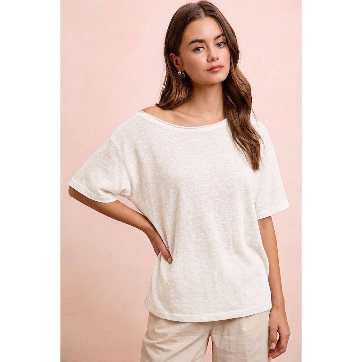 Solid Jersey Relaxed Fit Short Sleeve Top