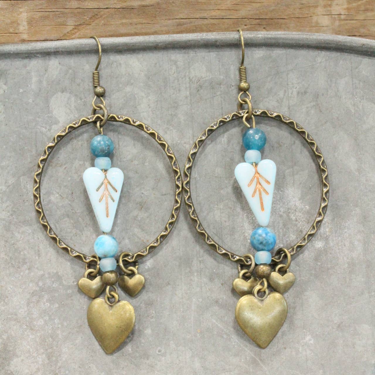 Layers Of Hearts & Vintage Czech Earrings
