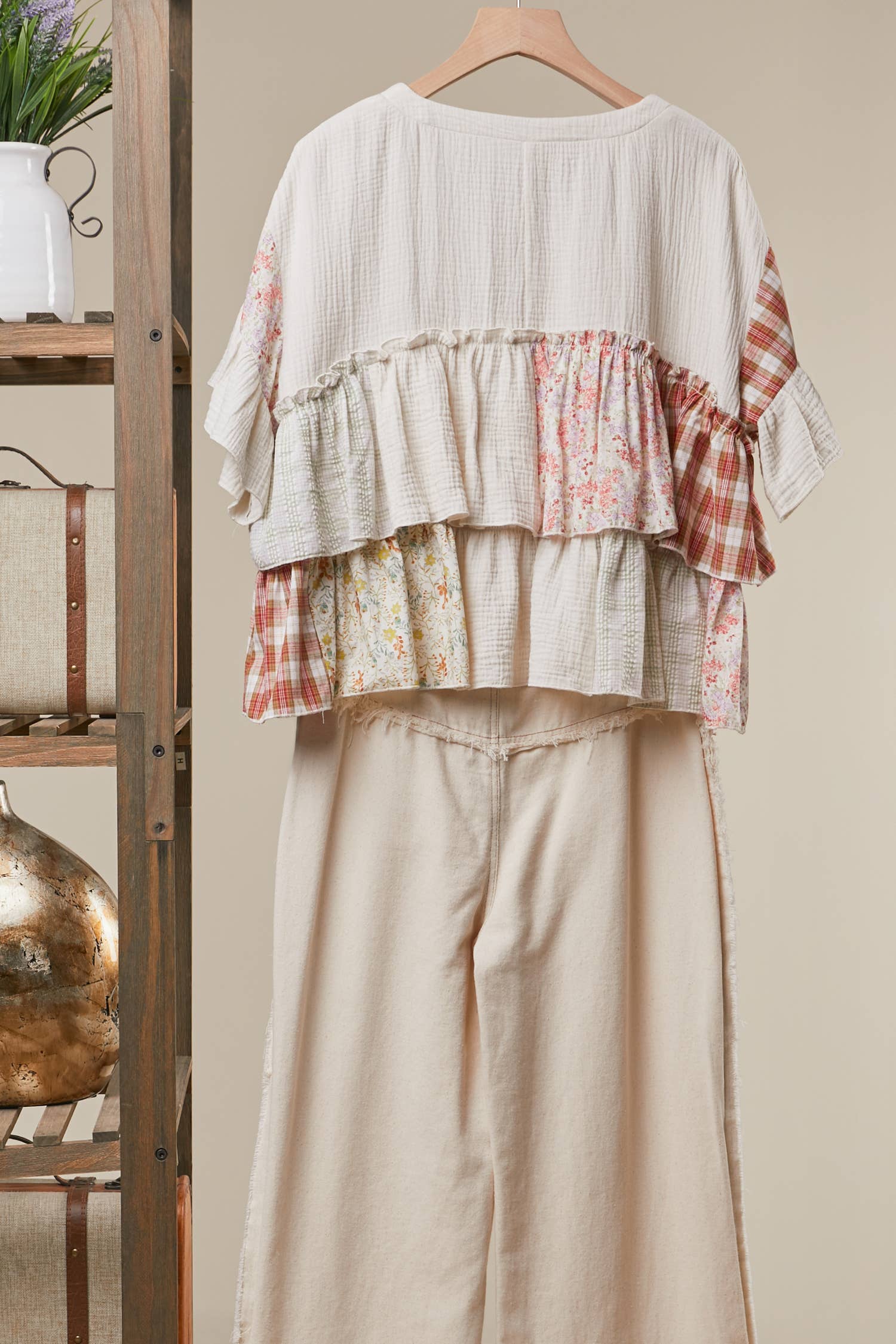 Allie Patchwork Ruffle Top