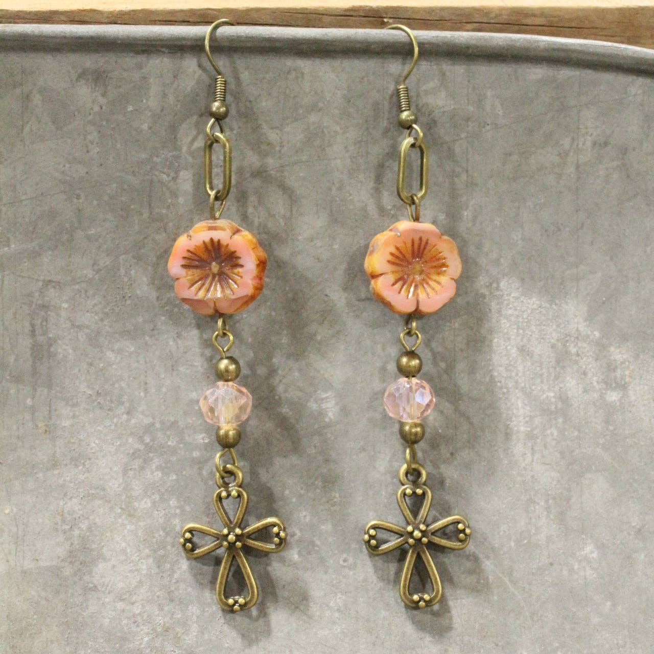 Bent Not Broken Cross Earrings