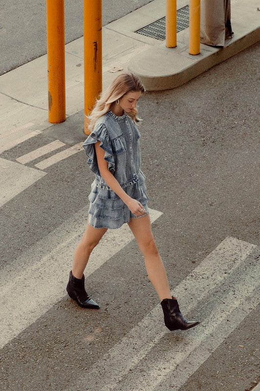Darlin Denim Ruffle Shorts