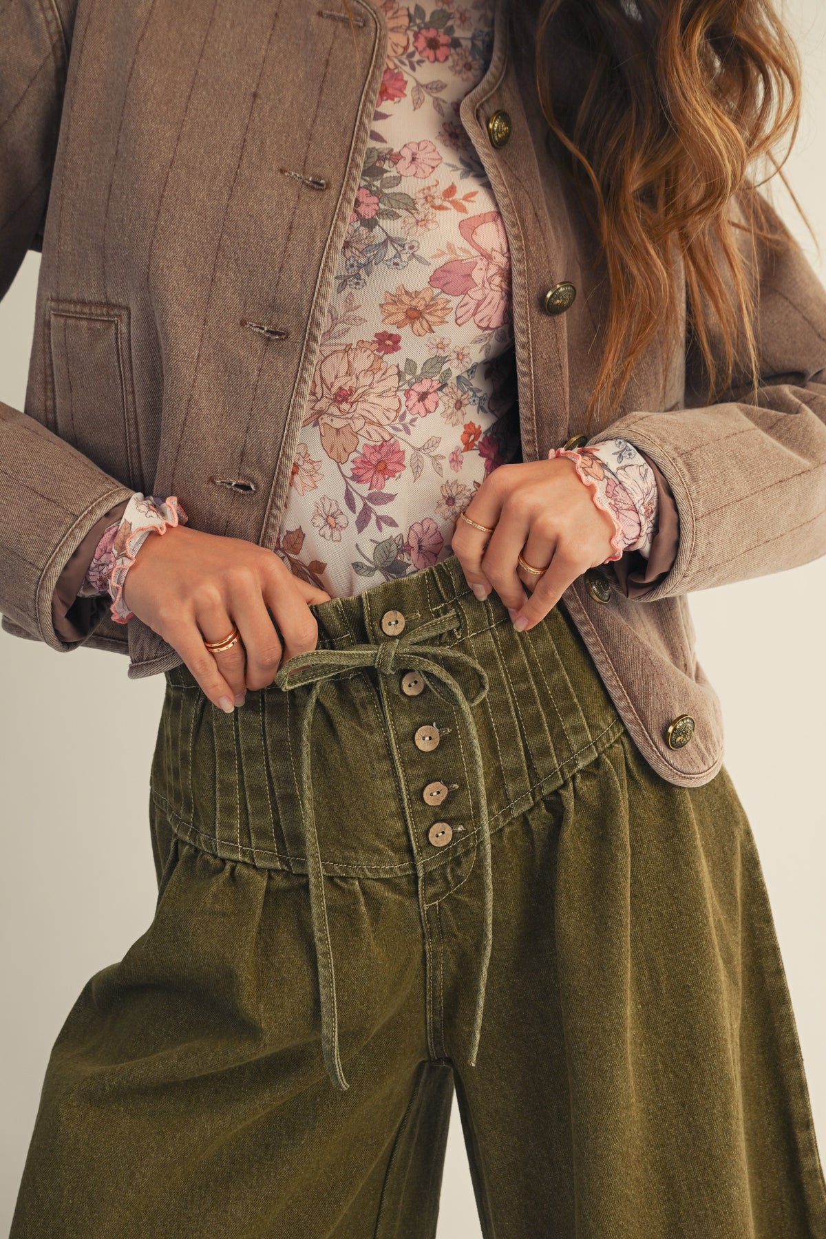 Petal Whisper Floral Mesh Thumbhole Top