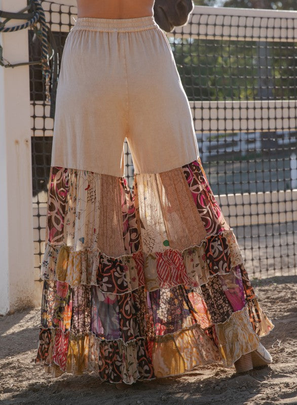 The Dreamer Tiered Wide Leg Pants back view showing elastic waistband and tiered design