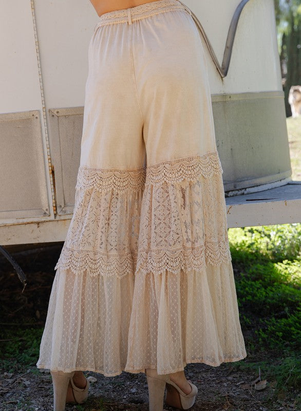 Back view The Odyssey Tiered Wide Leg Pants - boho-chic runway-ready pants with artisan appeal