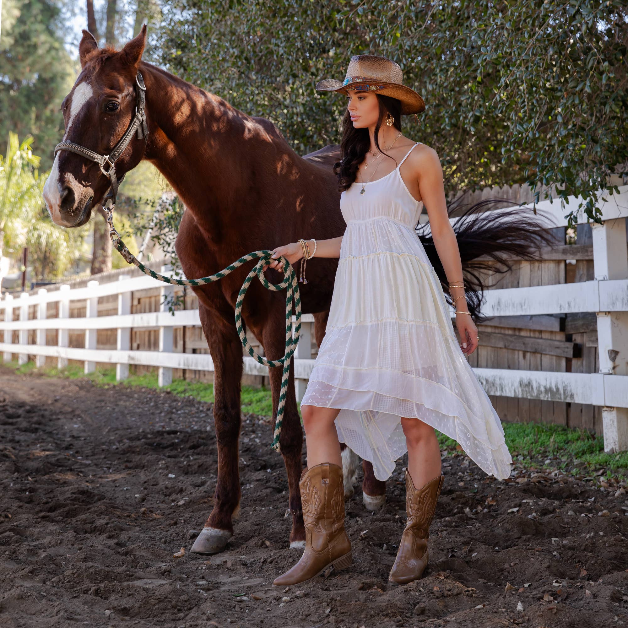 Pearl midi dress full length - sleeveless boho dress with asymmetric lace tiers