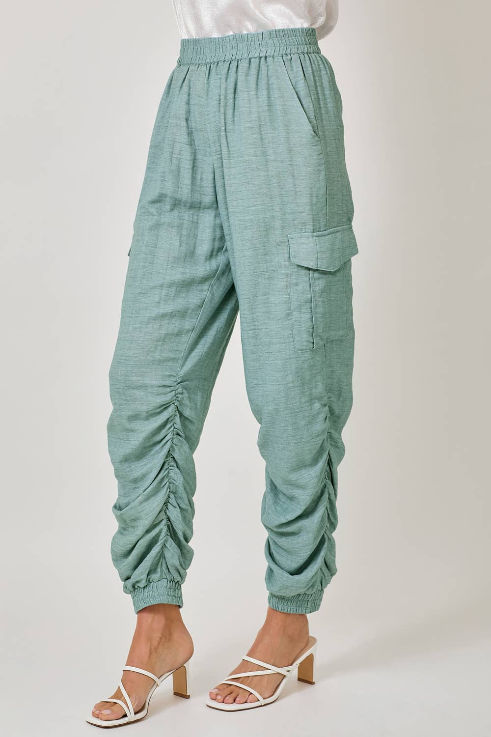 The Harper Shirred Joggers - styled view emphasizing casual-chic versatility