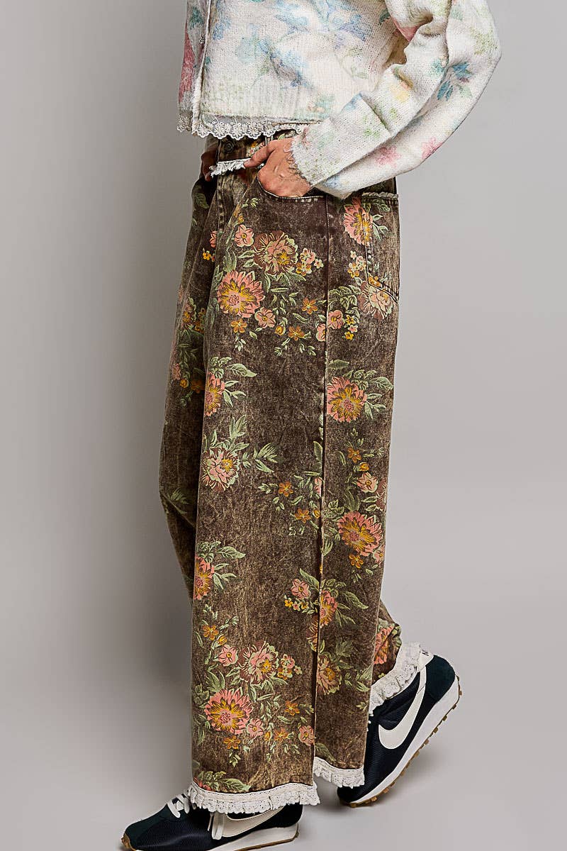 Cocoa Meadow Ruffle-Waist Pants
