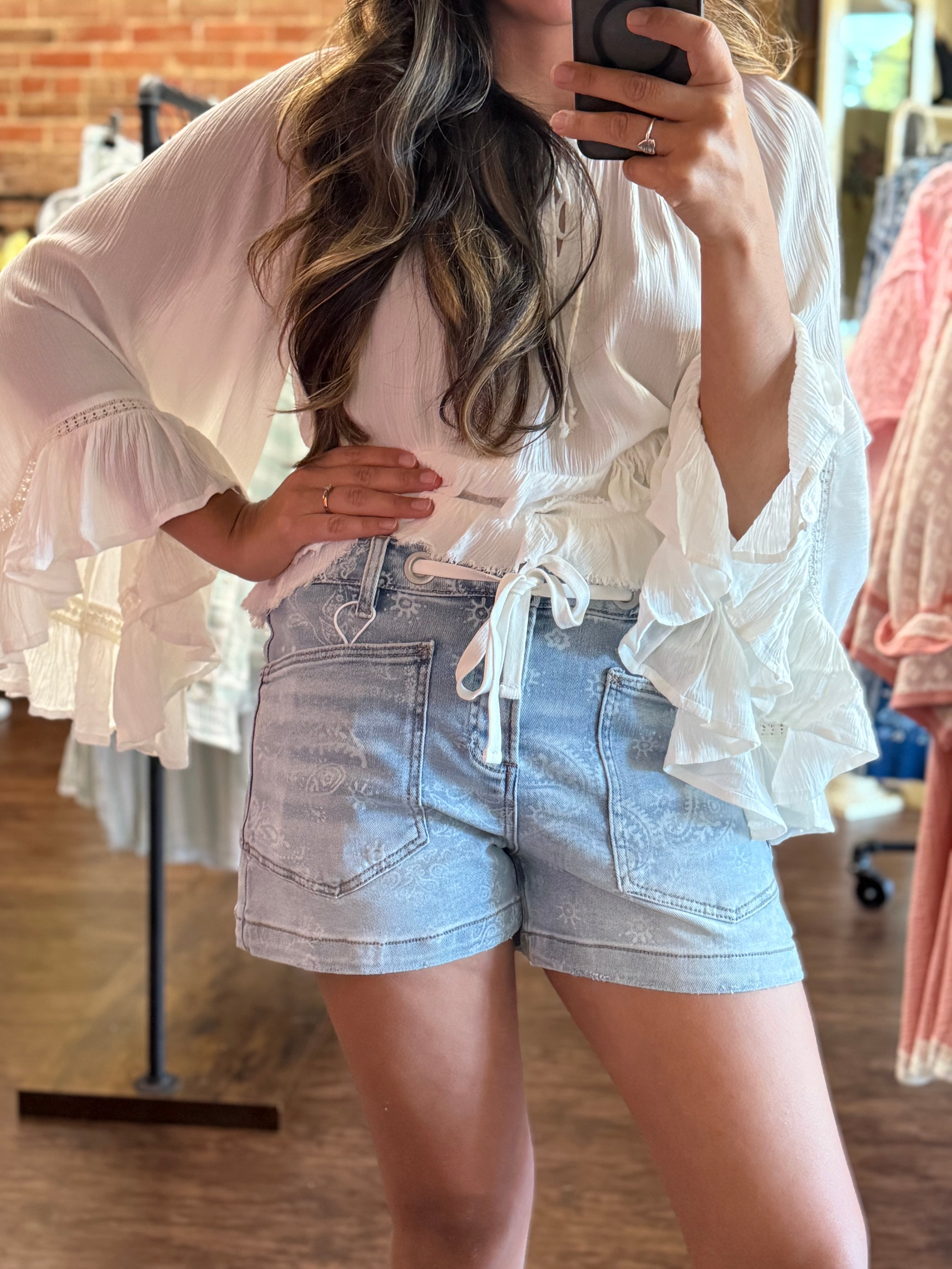 Bandana Blues Paisley Denim Shorts
