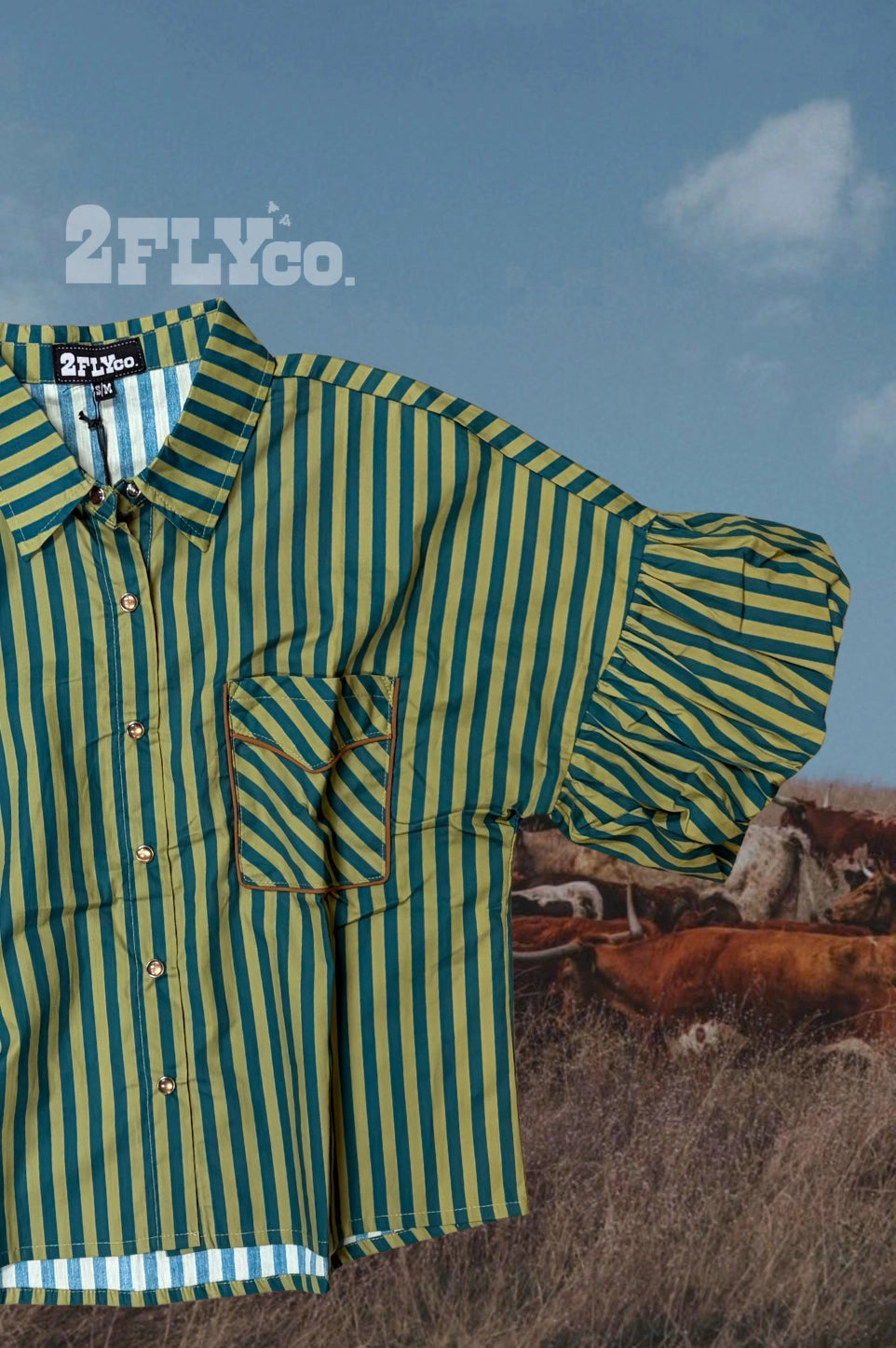 Lead Change Green Stripe Pearl Snap Shirt