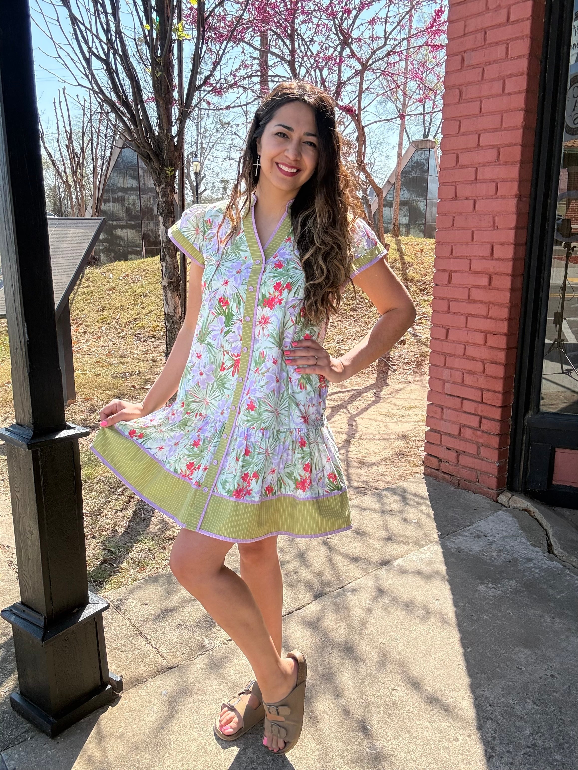 Tropical Floral Tiered Dress