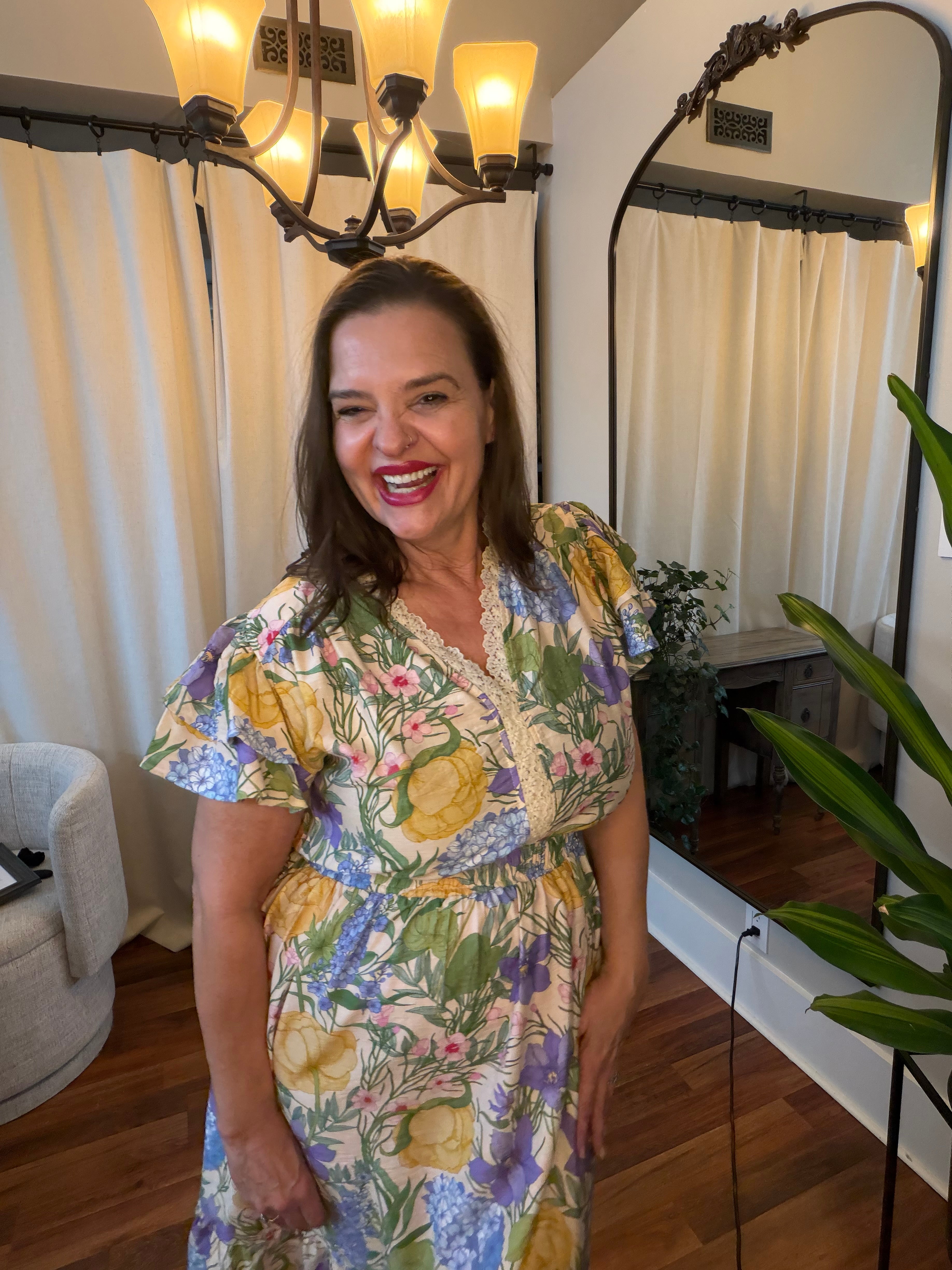 Flutter Floral Midi Dress