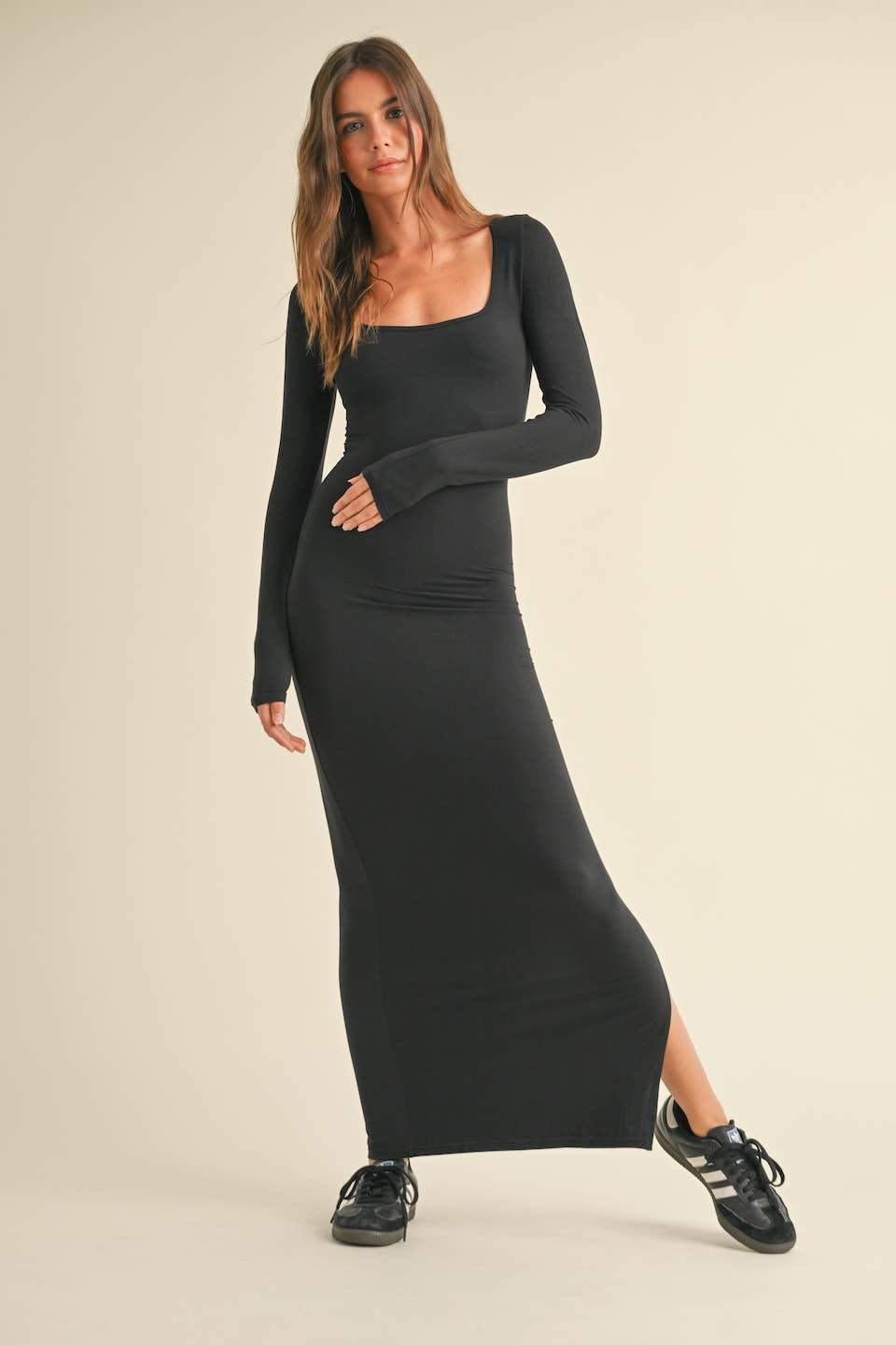 Sleek & Chic Soft Knit Jersey Maxi Dress