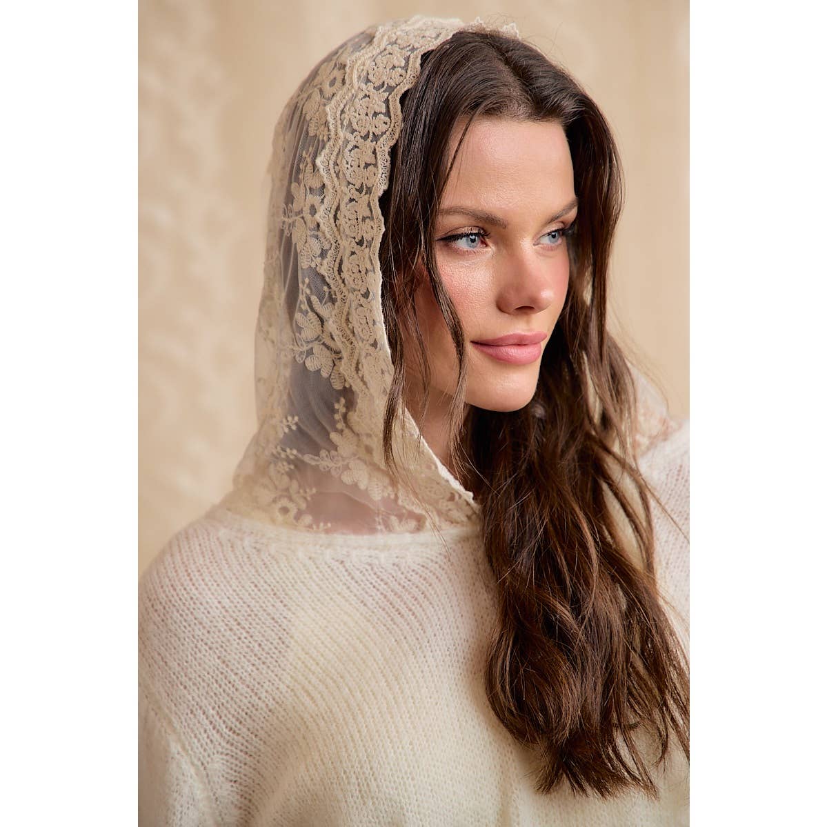 Ivory Lace Hoodie Fringe Sweater