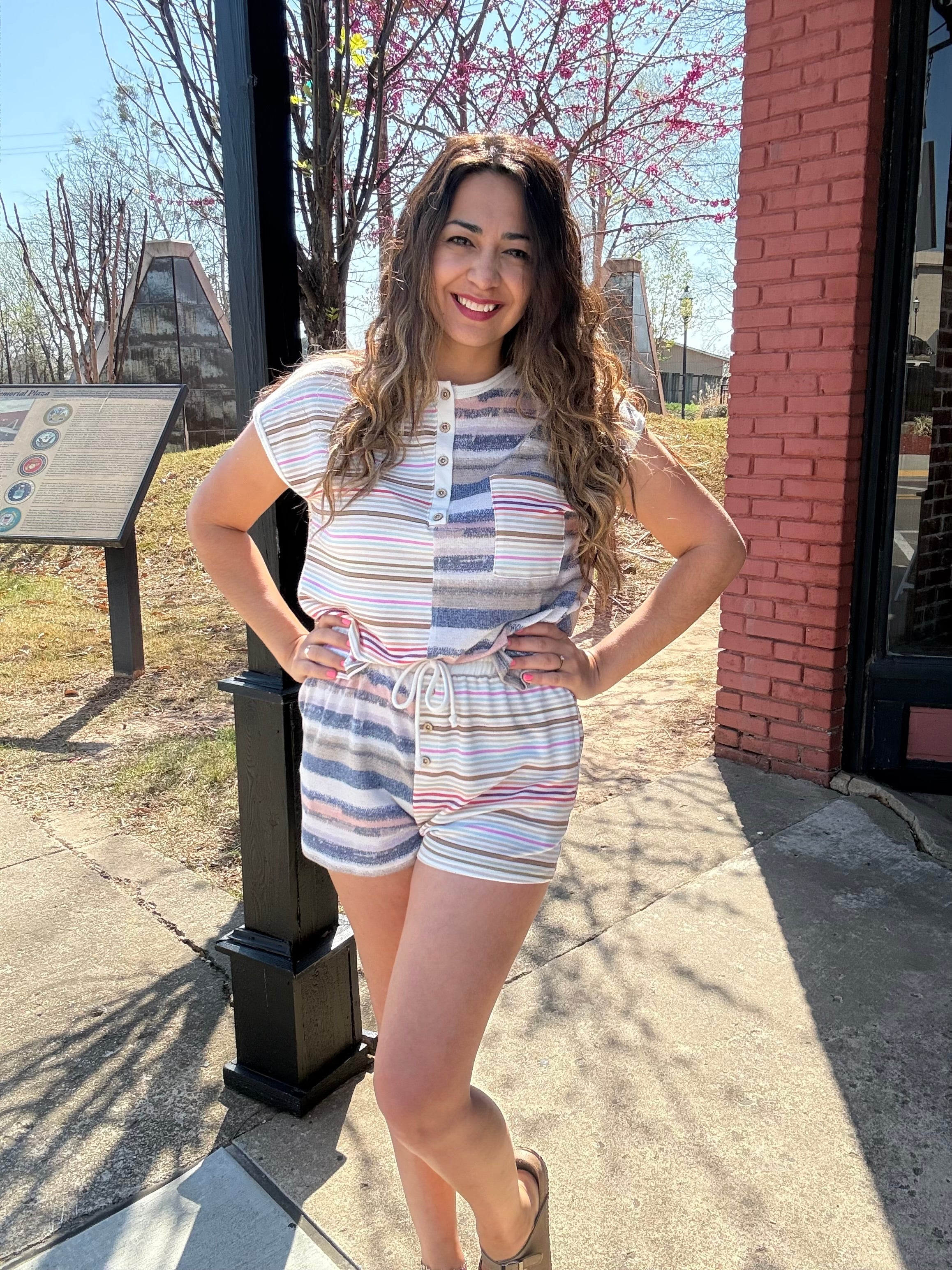 Cozy Striped Short Set