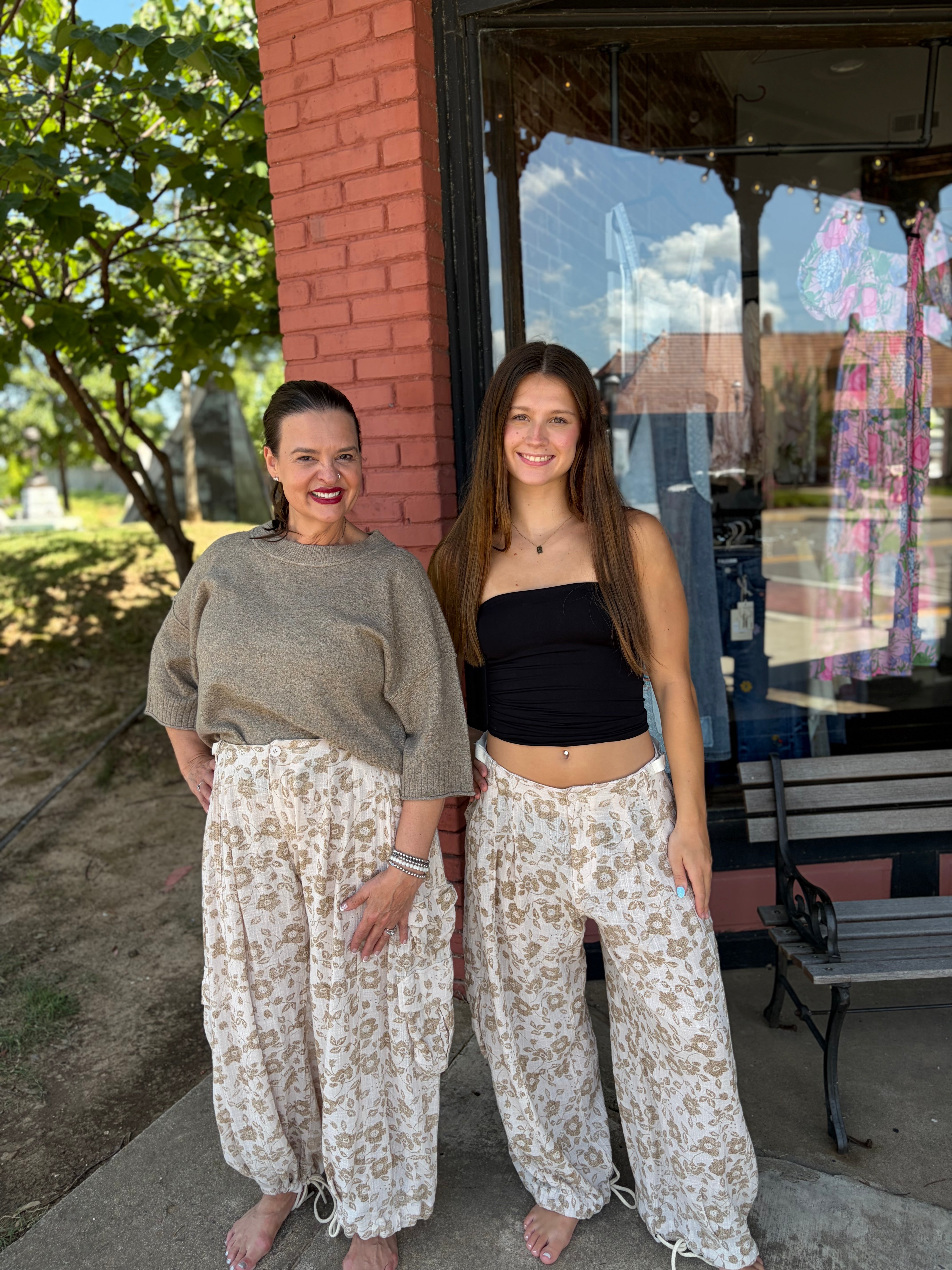 Floral Utility Cargo Pants