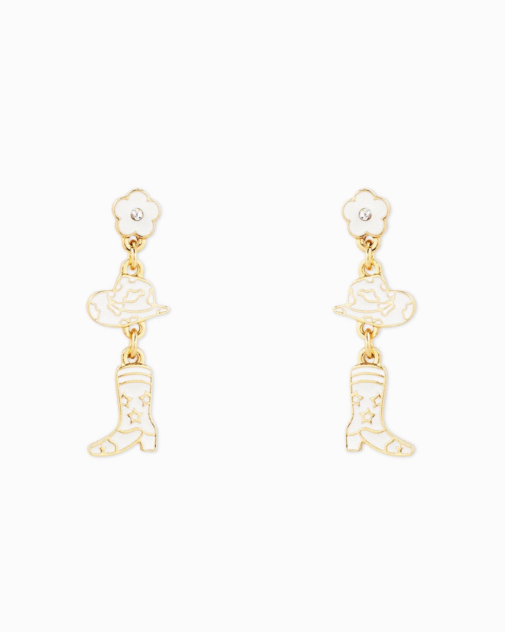 Western Daisy Print Drop Earrings