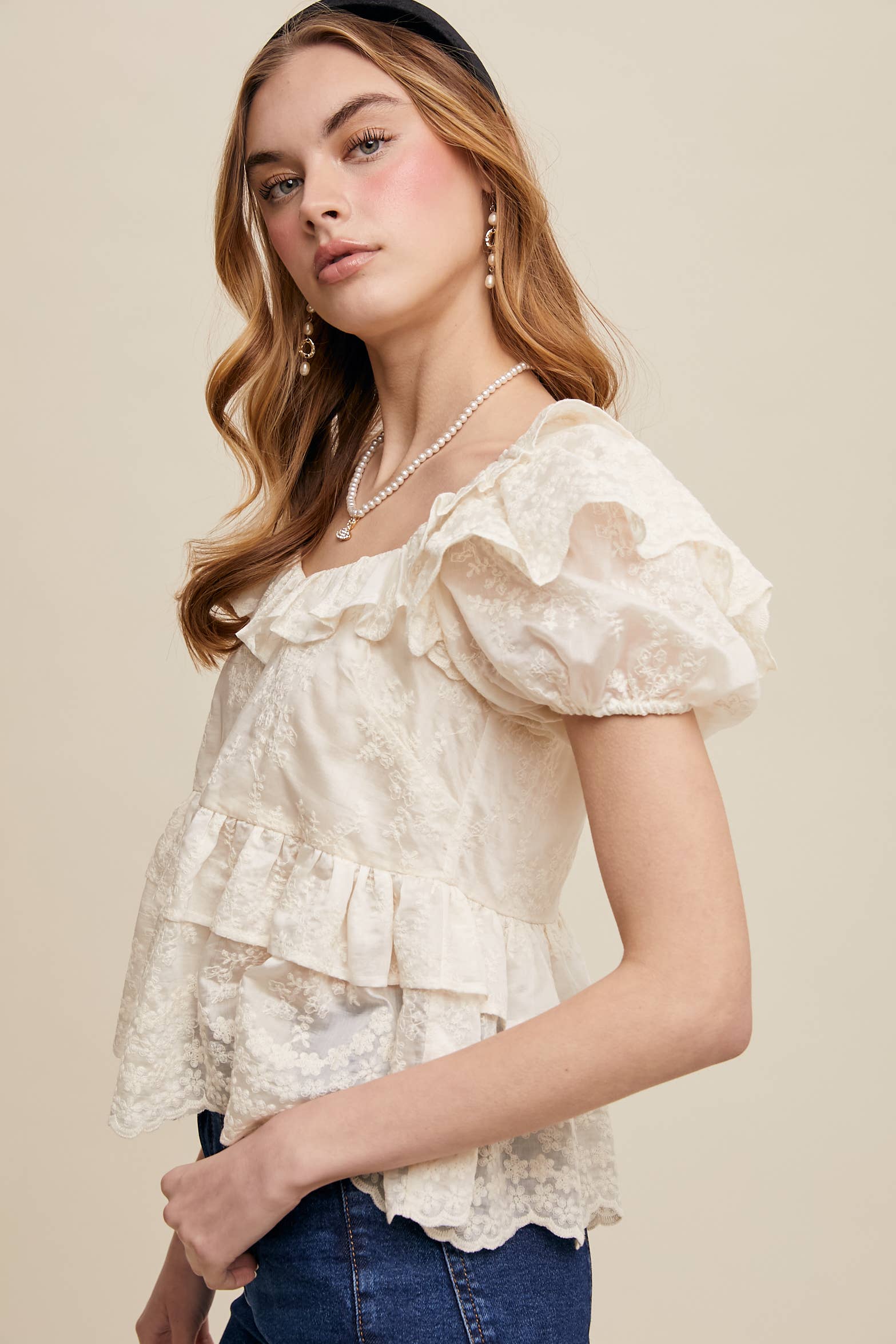 Vintage Ruffle Romance Blouse (Regular $49)