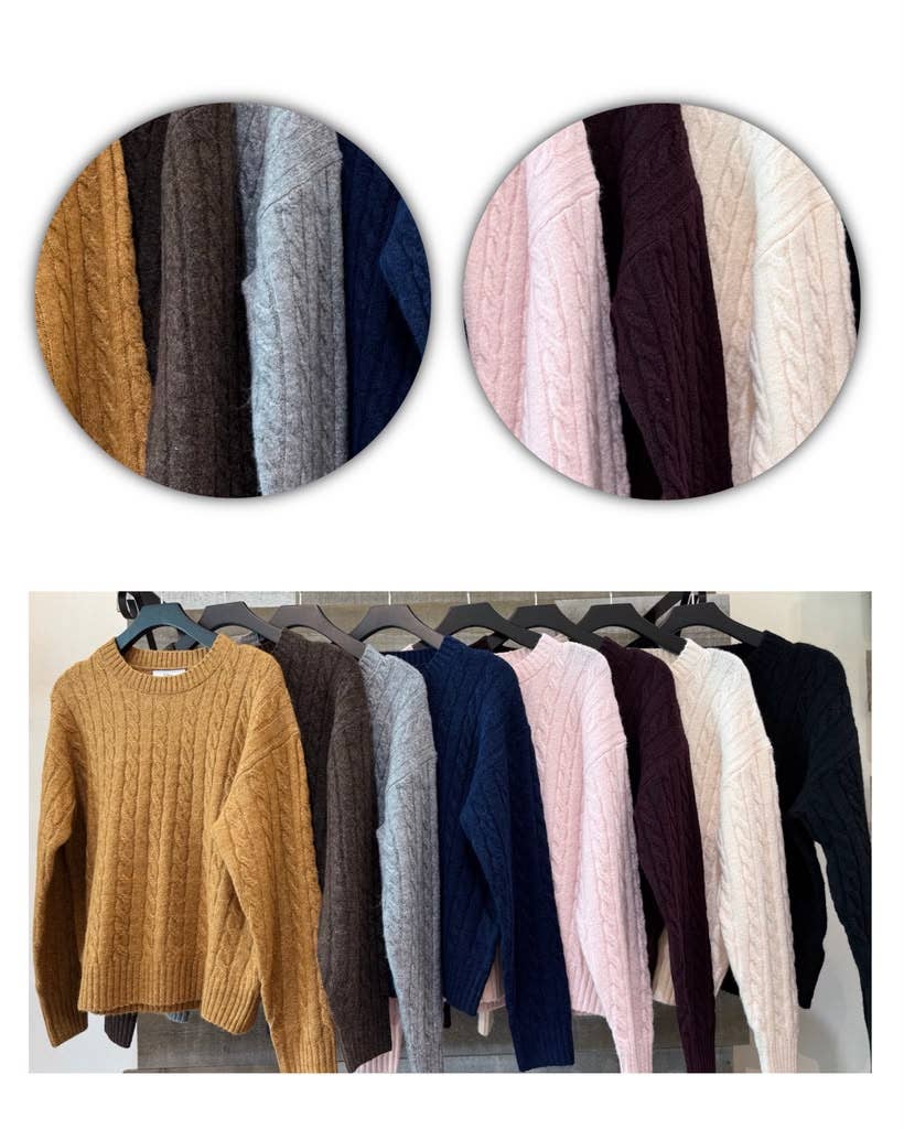 Signature Cable Knit Sweater - Wine