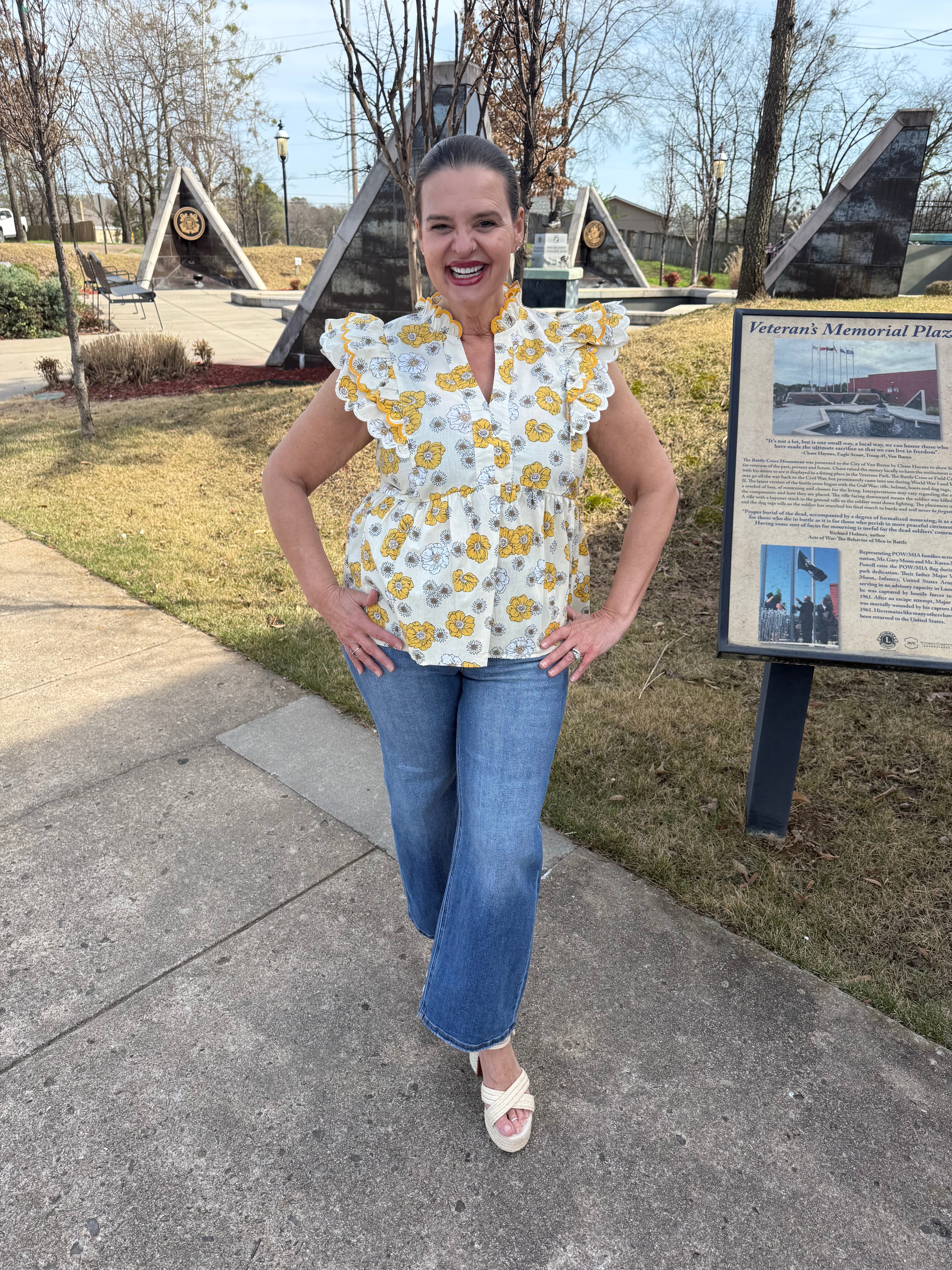 The Sunny Floral Peplum Top