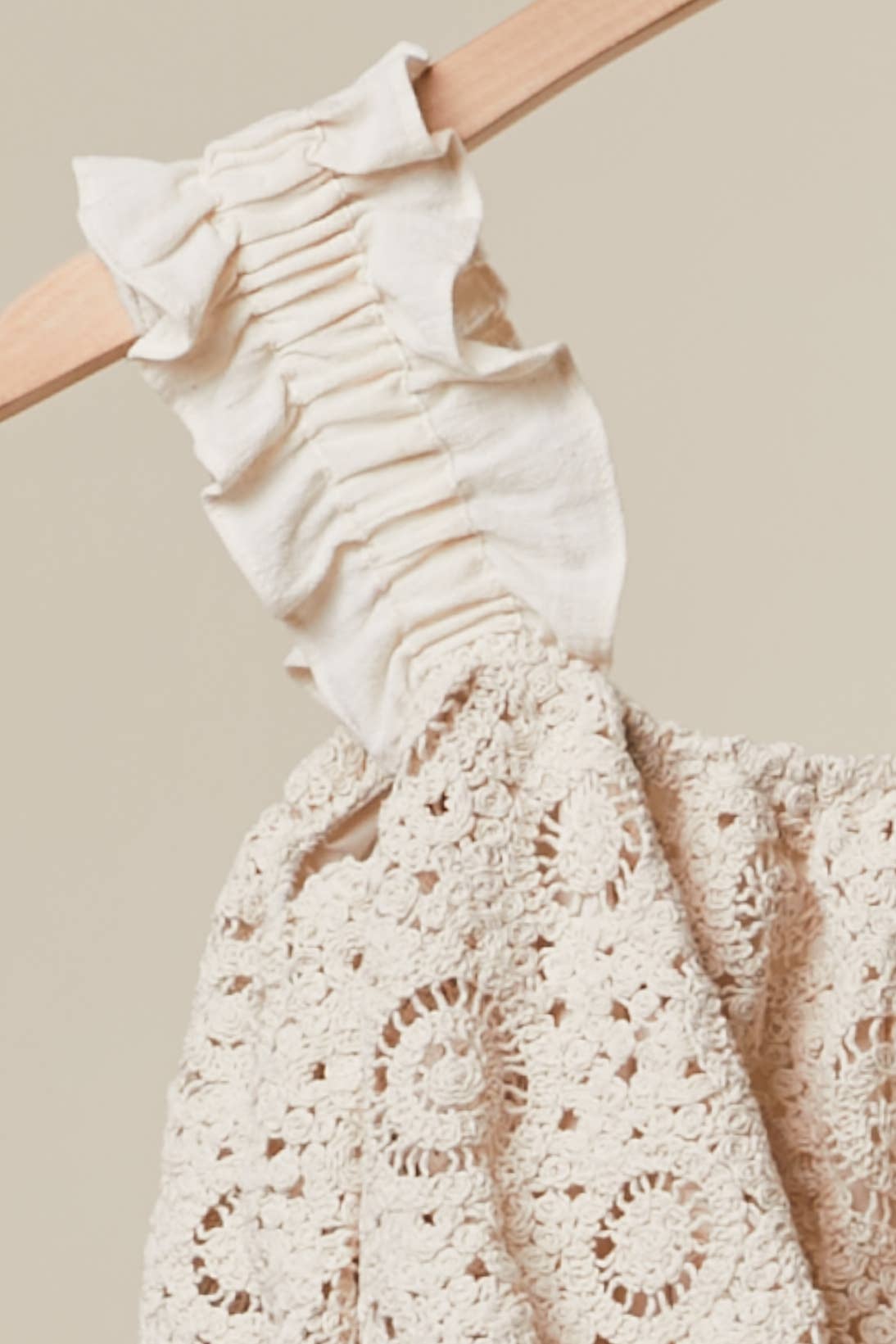 Sweet Innocence top sleeve detail - romantic lace woven design with vintage-inspired craftsmanship