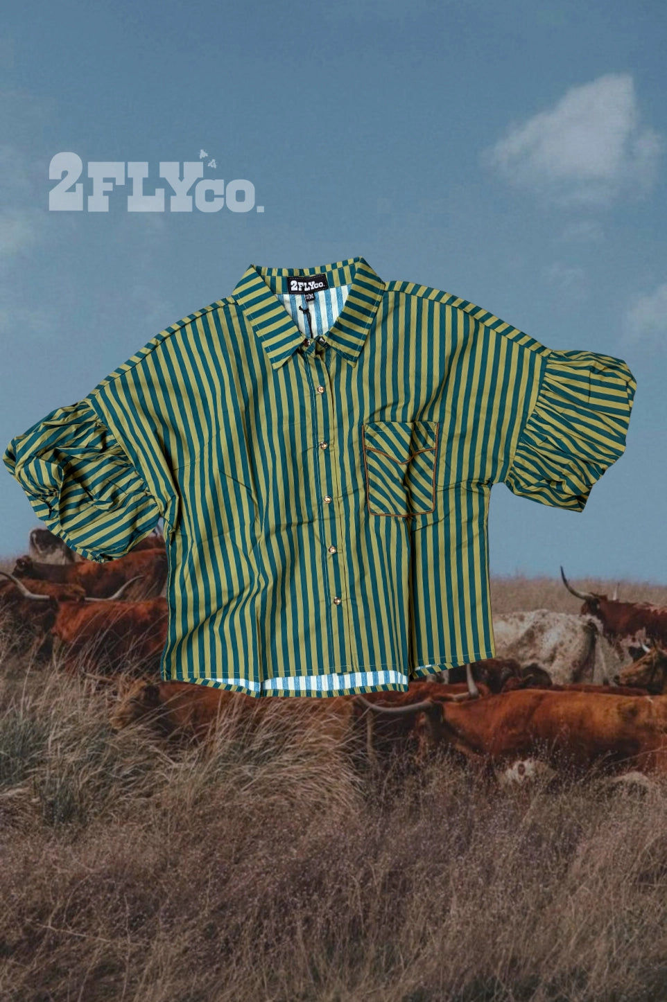 Lead Change Green Stripe Pearl Snap Shirt