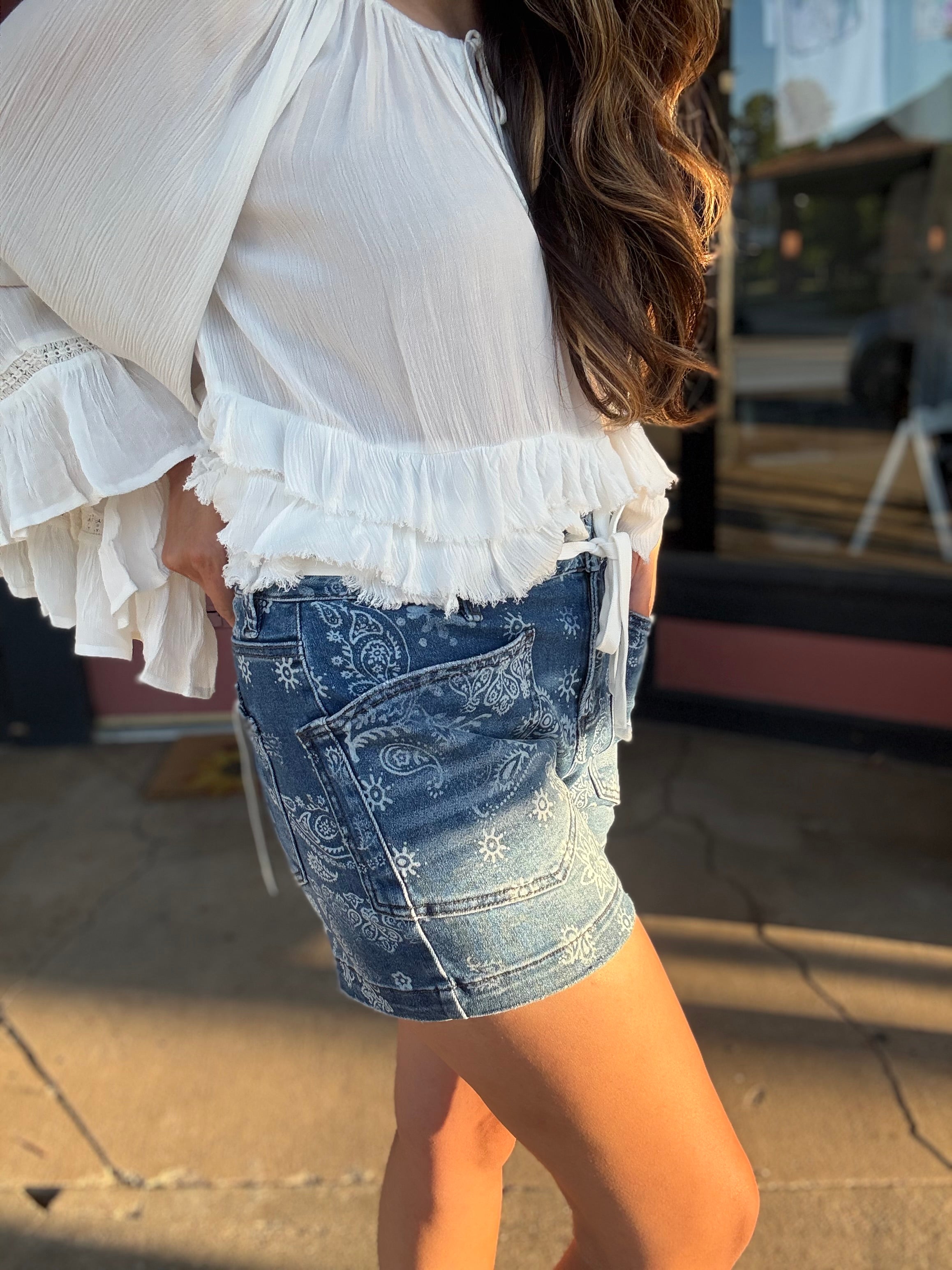 Bandana Blues Paisley Denim Shorts