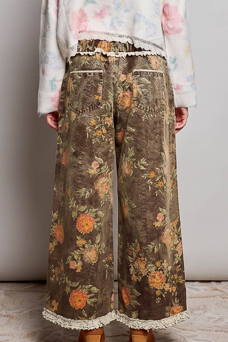 Cocoa Meadow Ruffle-Waist Pants