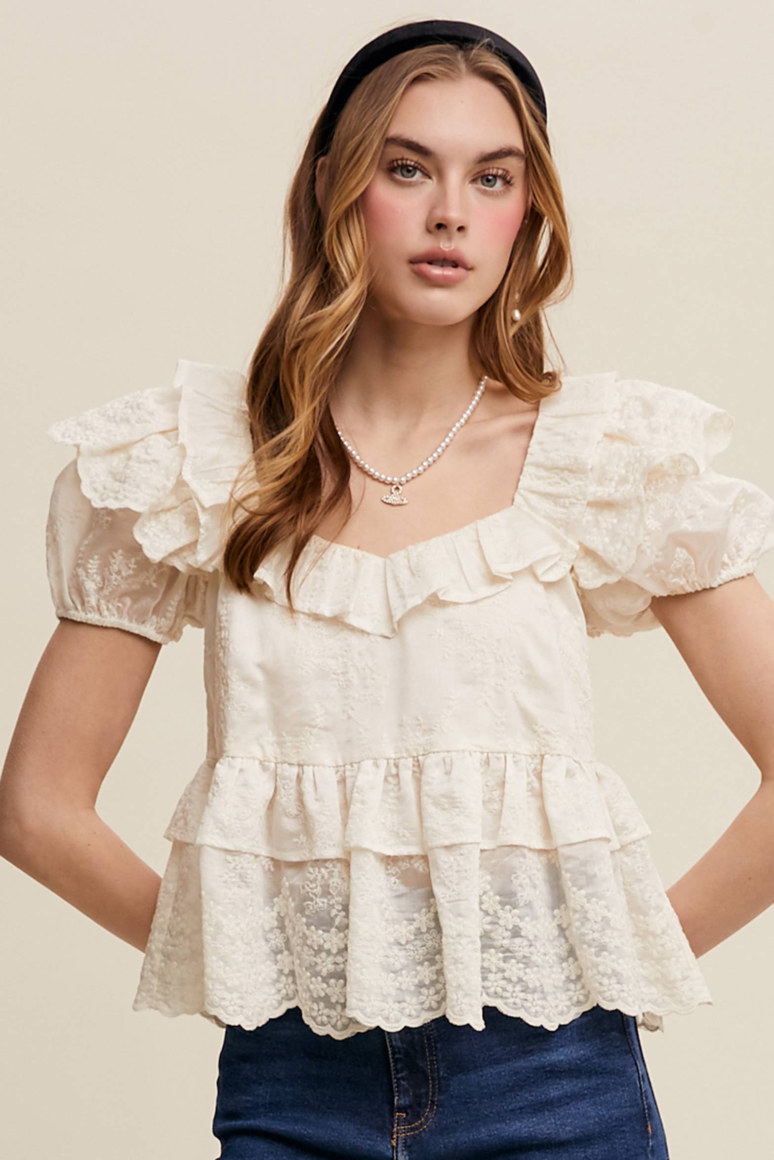 Vintage Ruffle Romance Blouse (Regular $49)