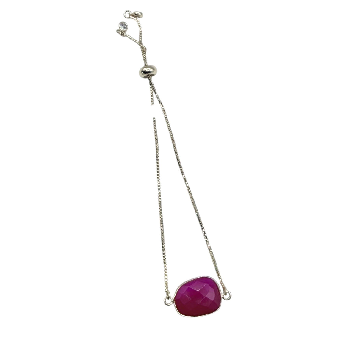Necklace with a pink pendant on a white background