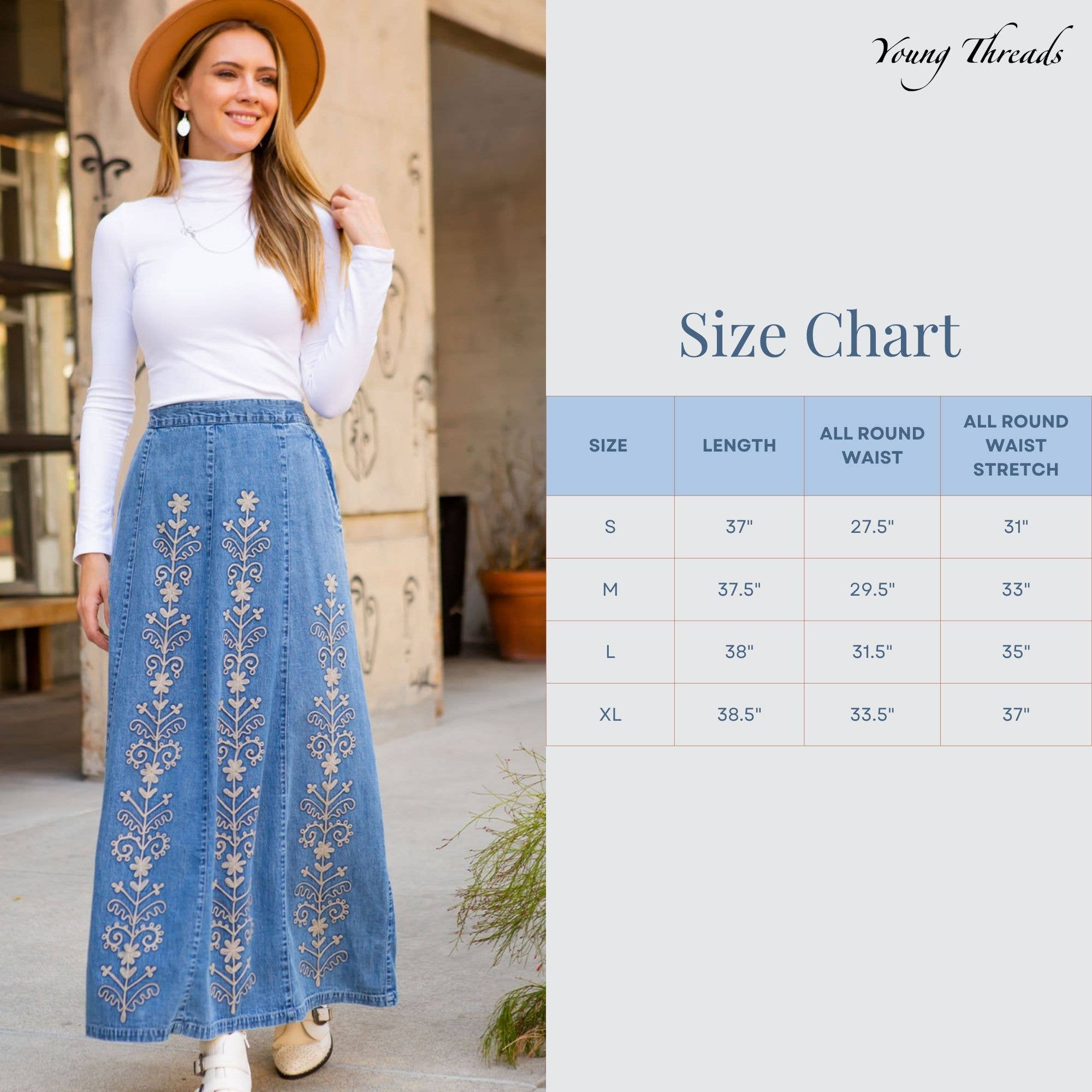 Charlotte’s Hand Embroidery Denim Skirt