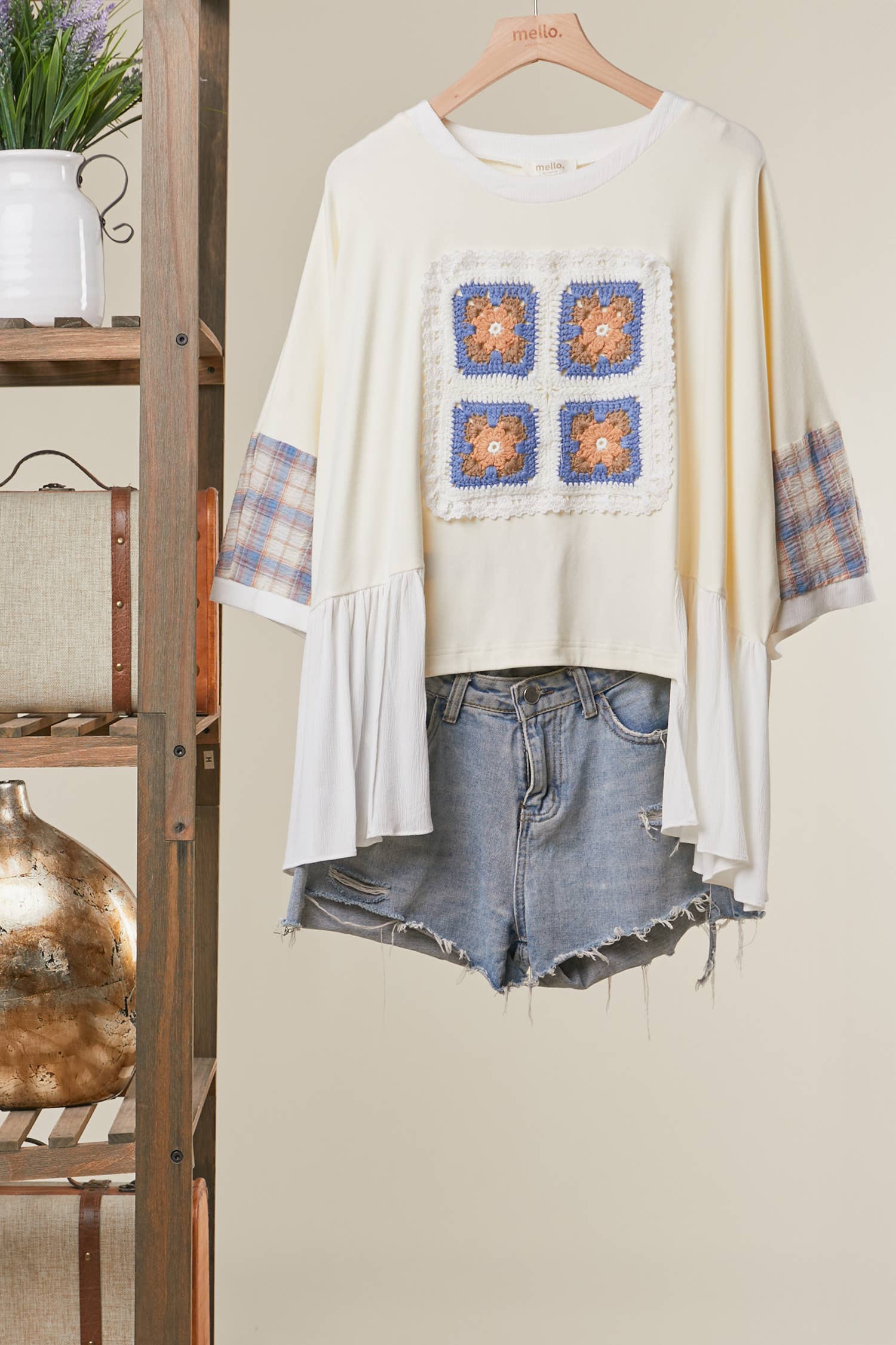 Pearl Patchwork Knit Top