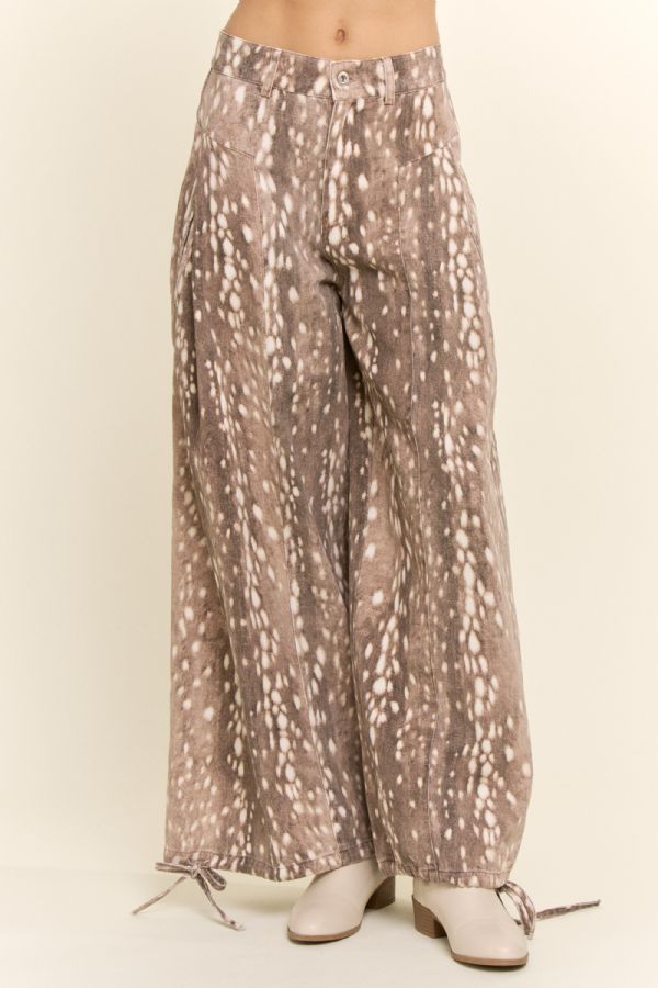Bambi Fawn Spot Corduroy Pants with Tie Hems