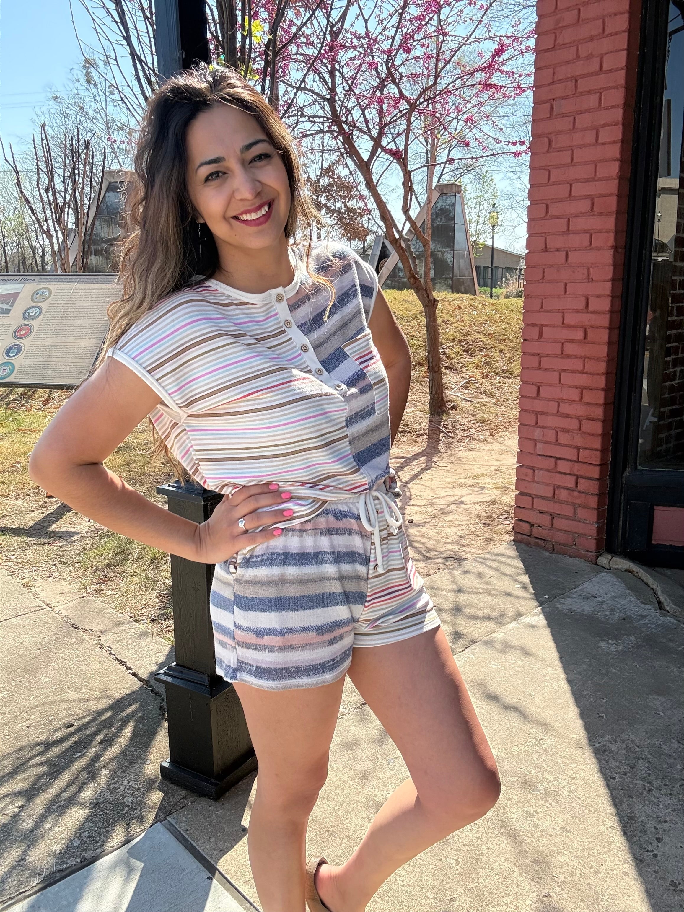 Cozy Striped Short Set