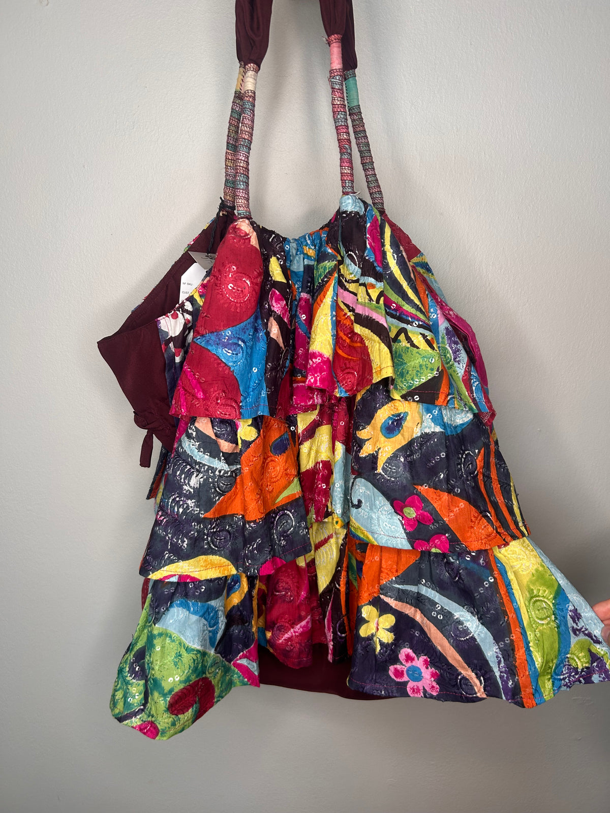 Wine Berry Ruffle Tote