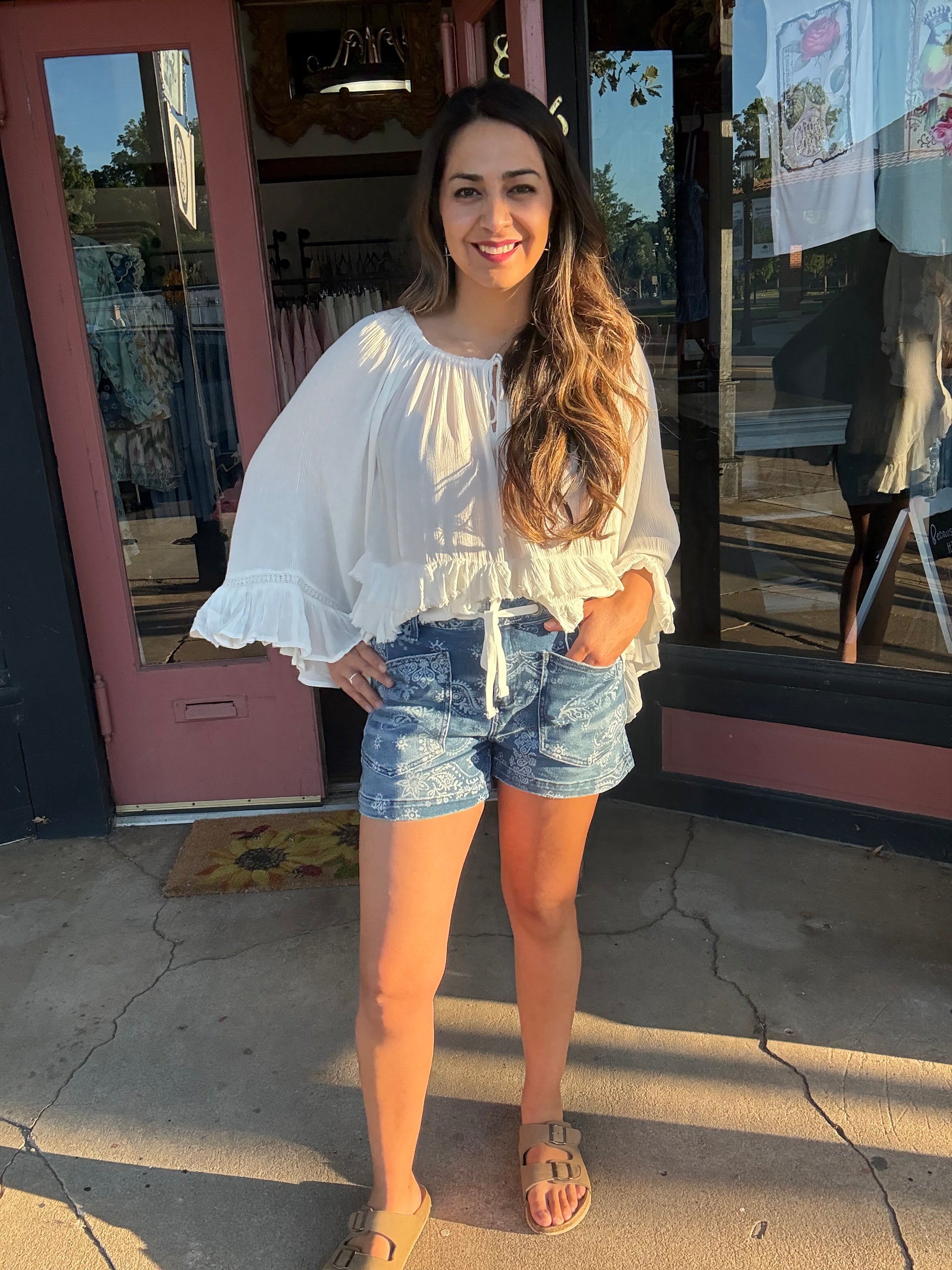 Bandana Blues Paisley Denim Shorts