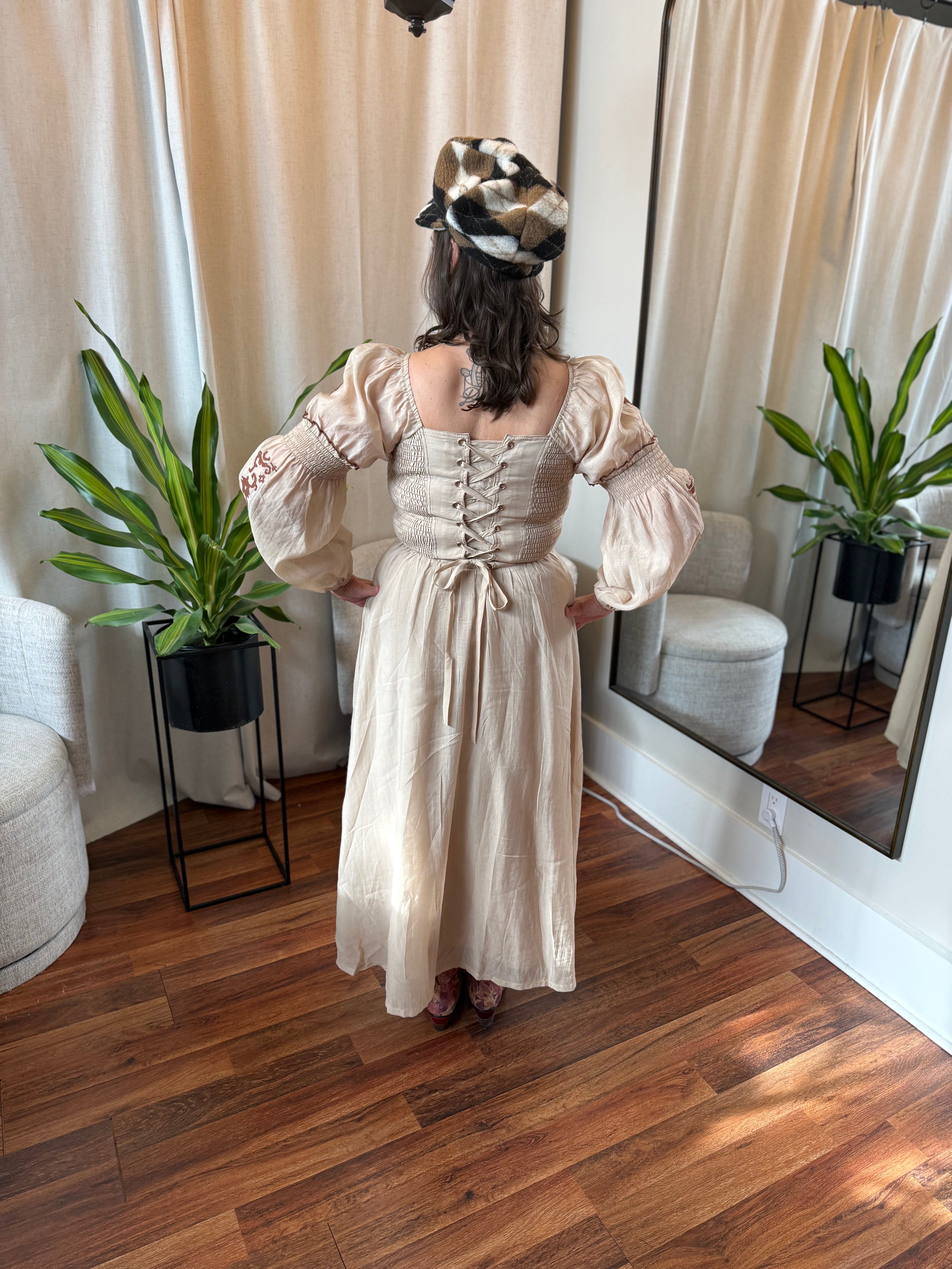 Desert Rose Embroidered Corset Maxi