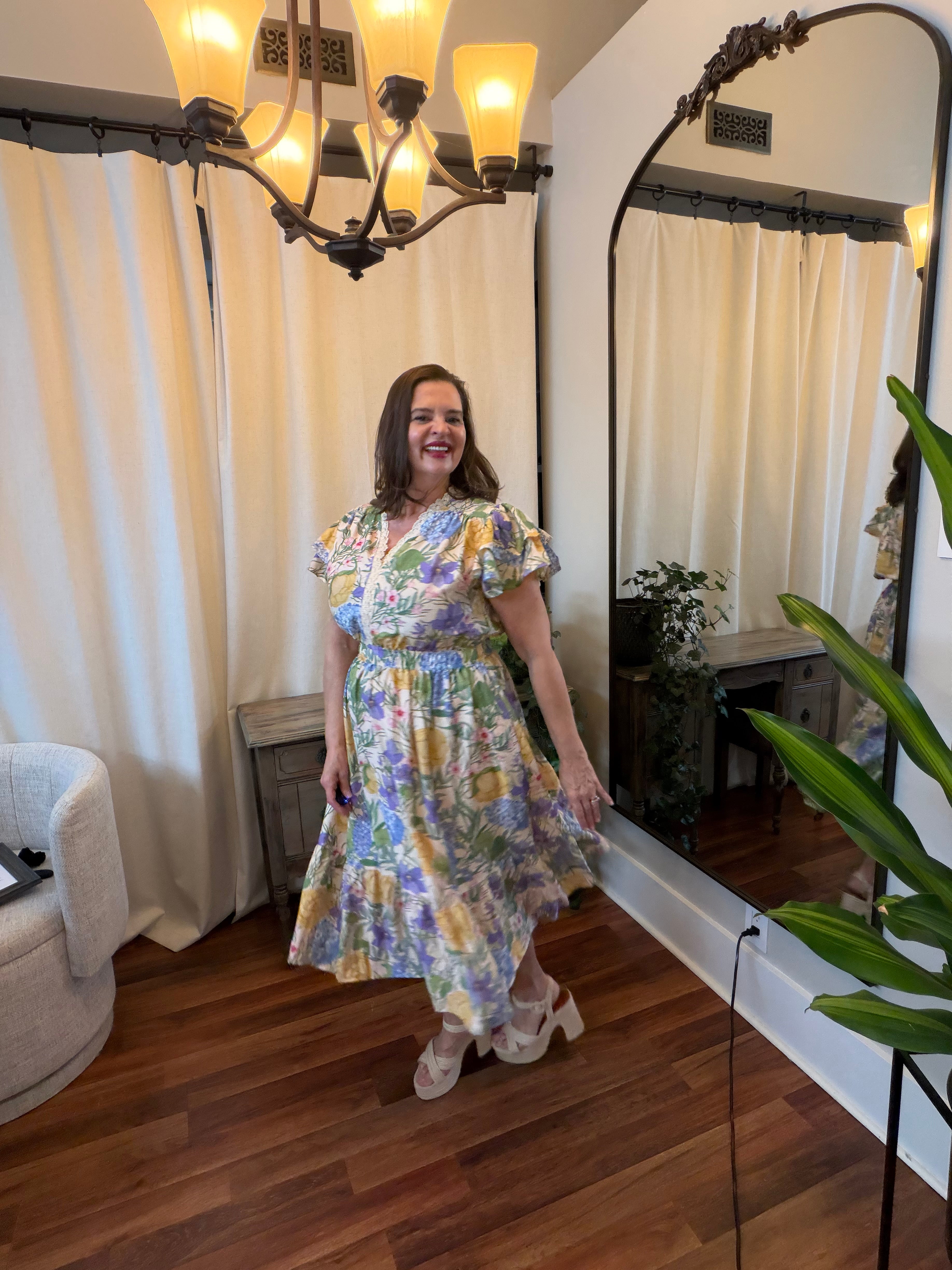 Flutter Floral Midi Dress