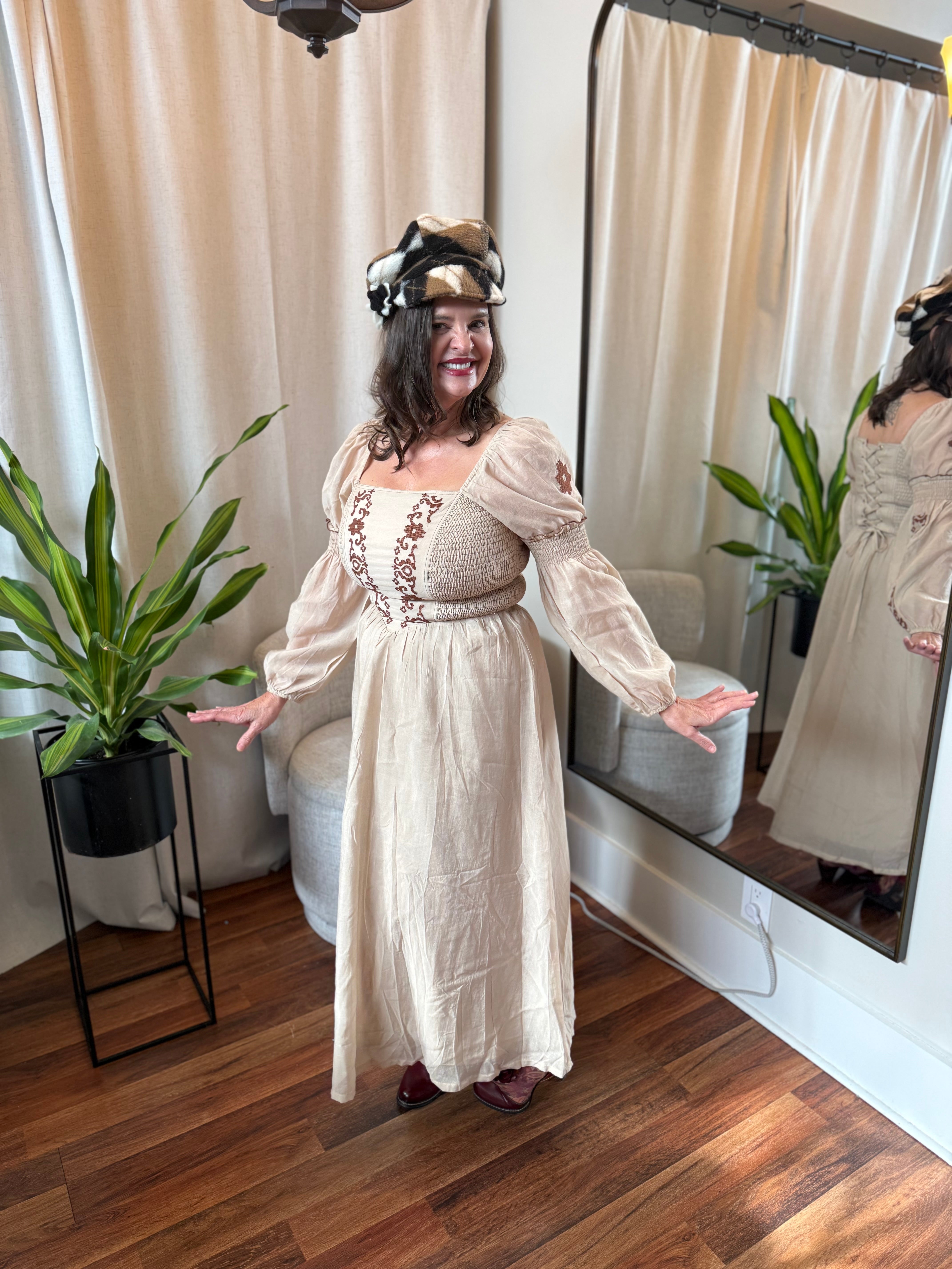 Desert Rose Embroidered Corset Maxi