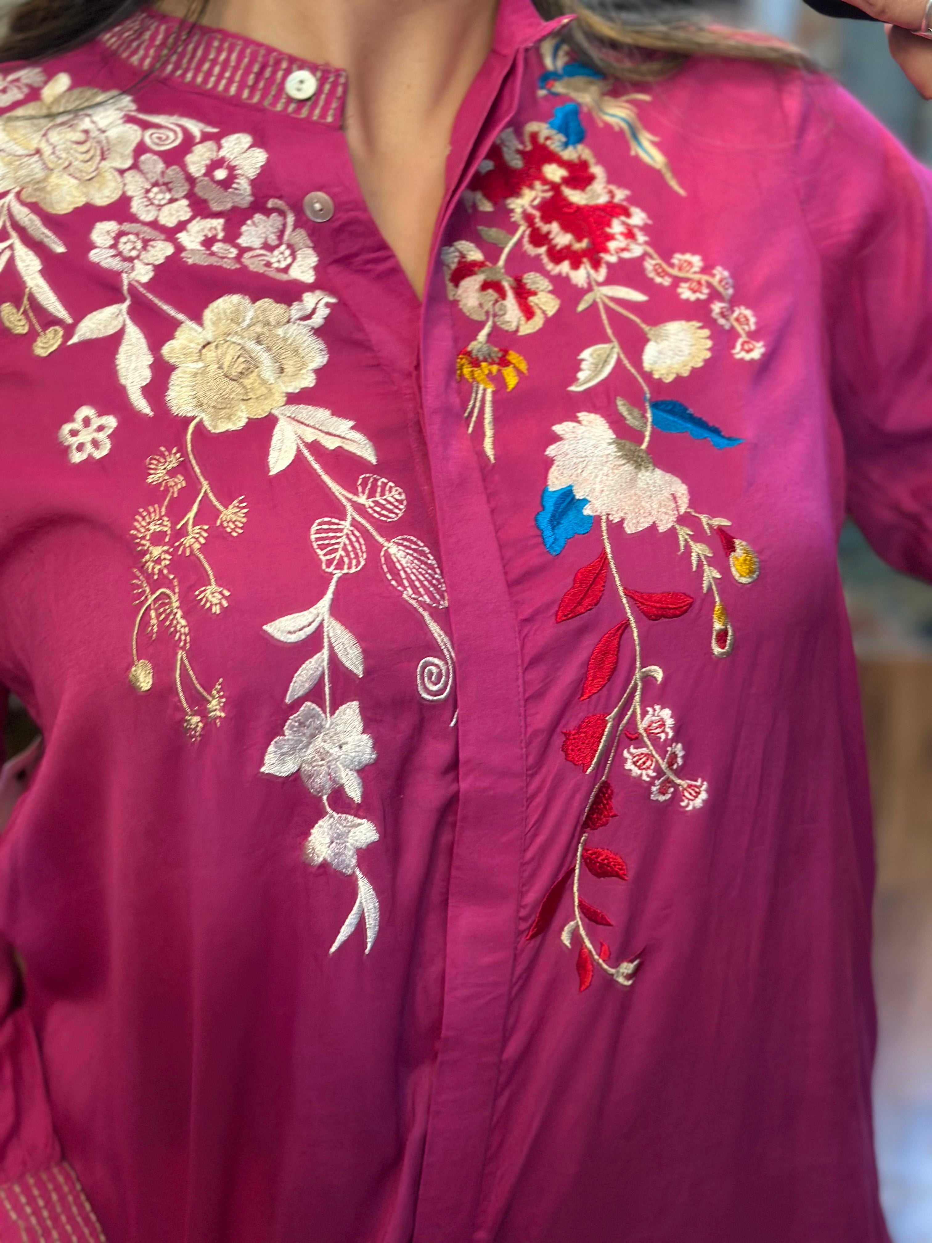 Magenta Bloom Tunic Blouse