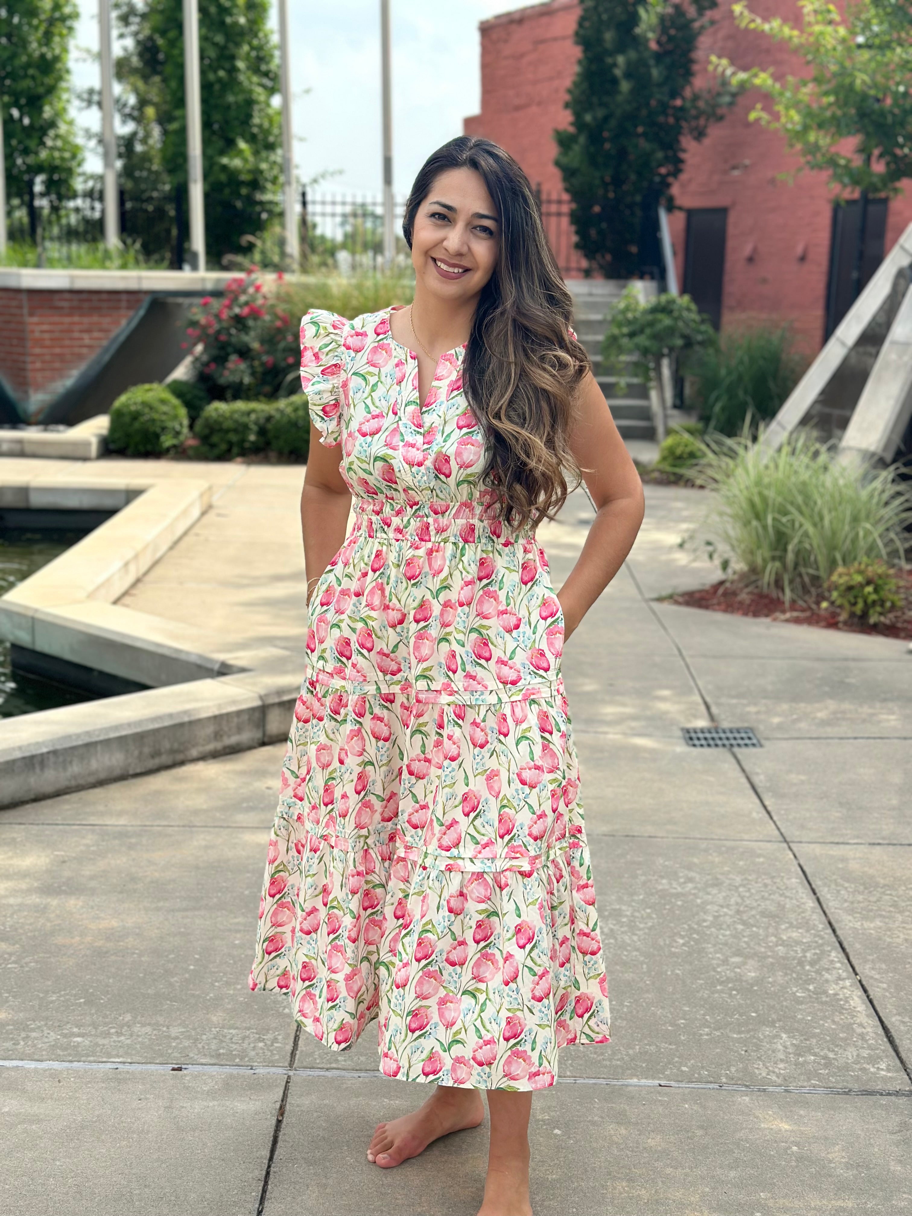 Angela's Floral Midi Dress