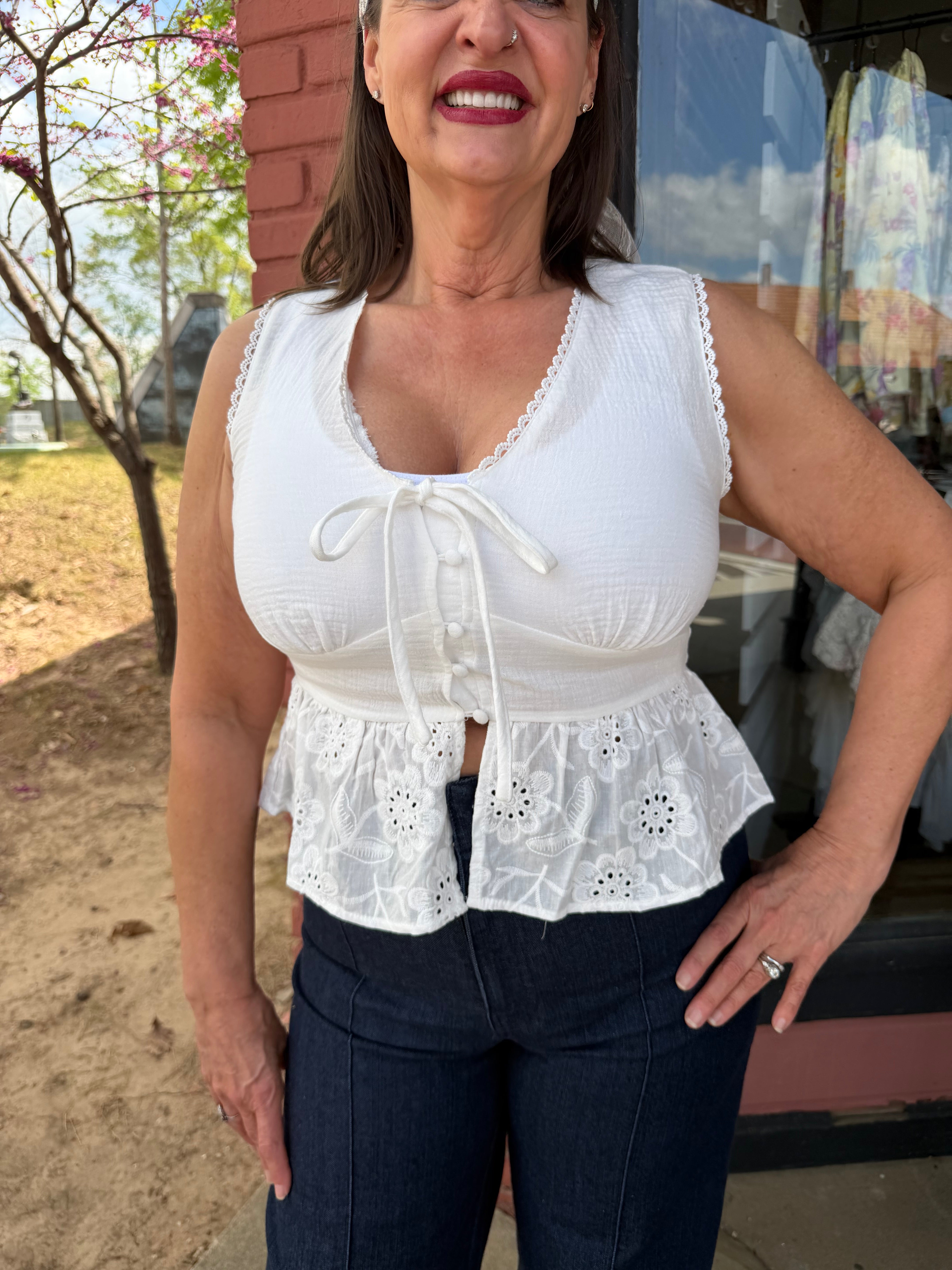 Rory Eyelet Peplum Blouse