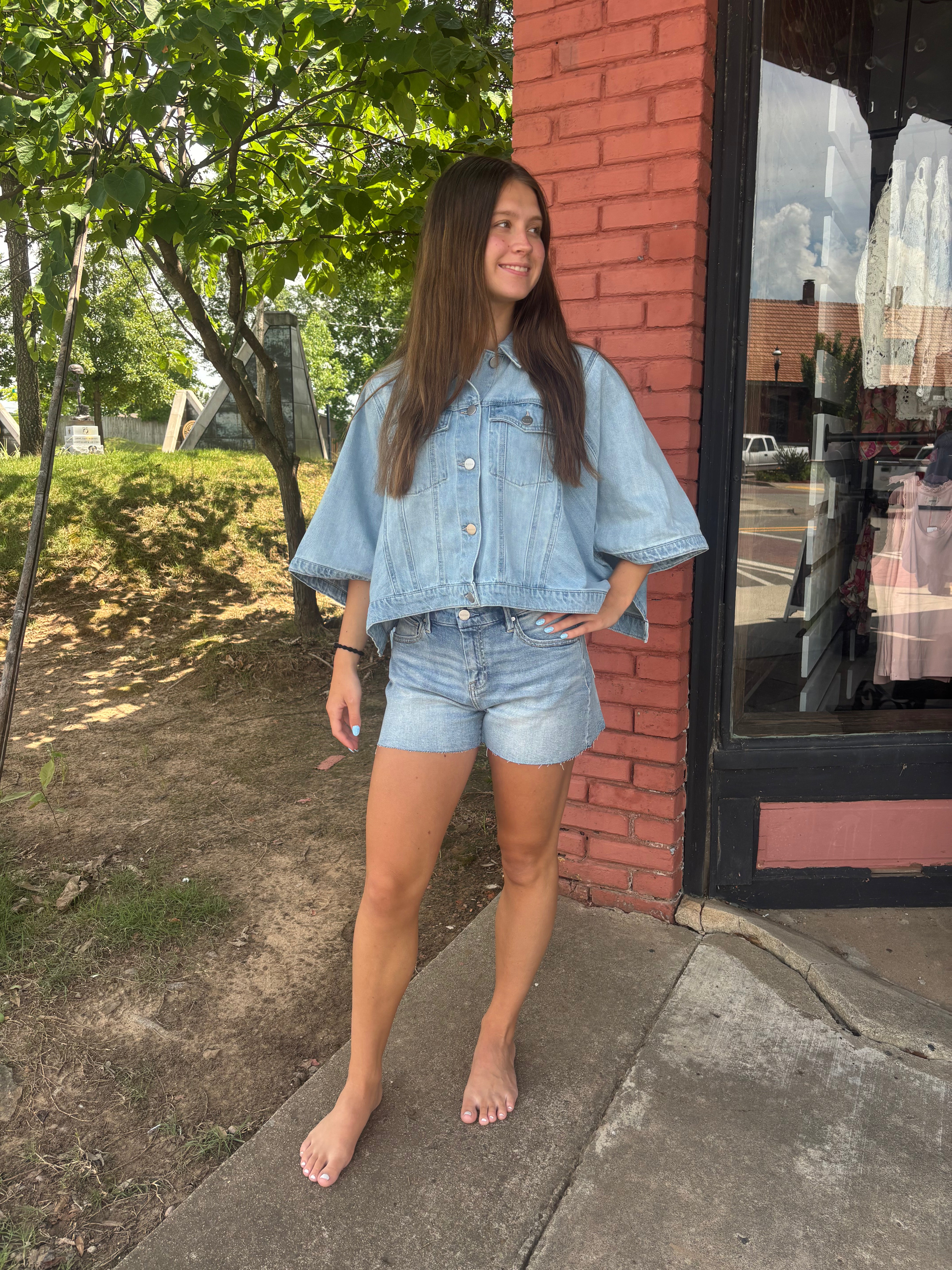Flowy Square Cape Denim Jacket