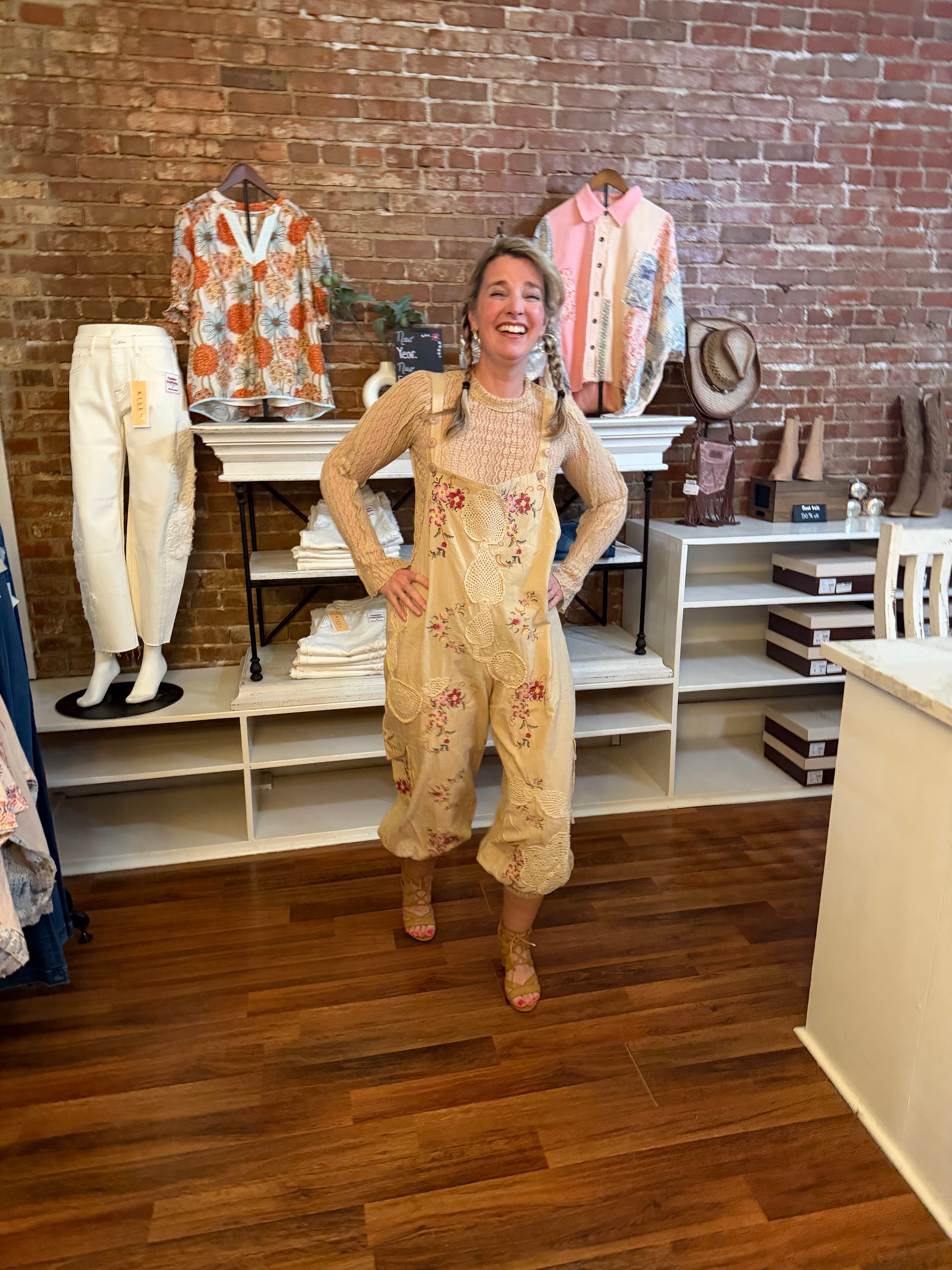 The Gypsy Soul Overalls - full-length view showing relaxed fit and vintage aesthetic