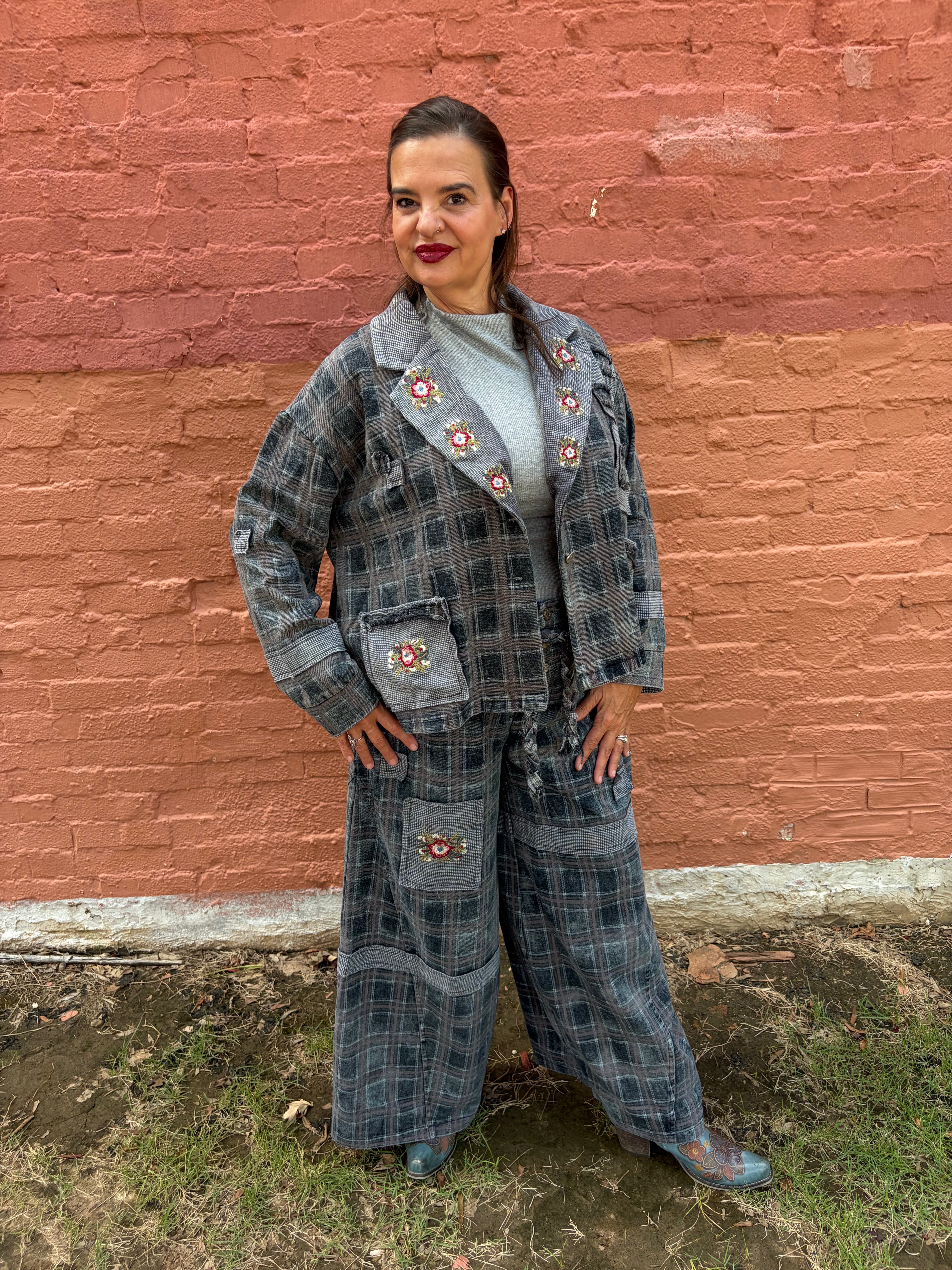The Celestine Pant — Black Plaid