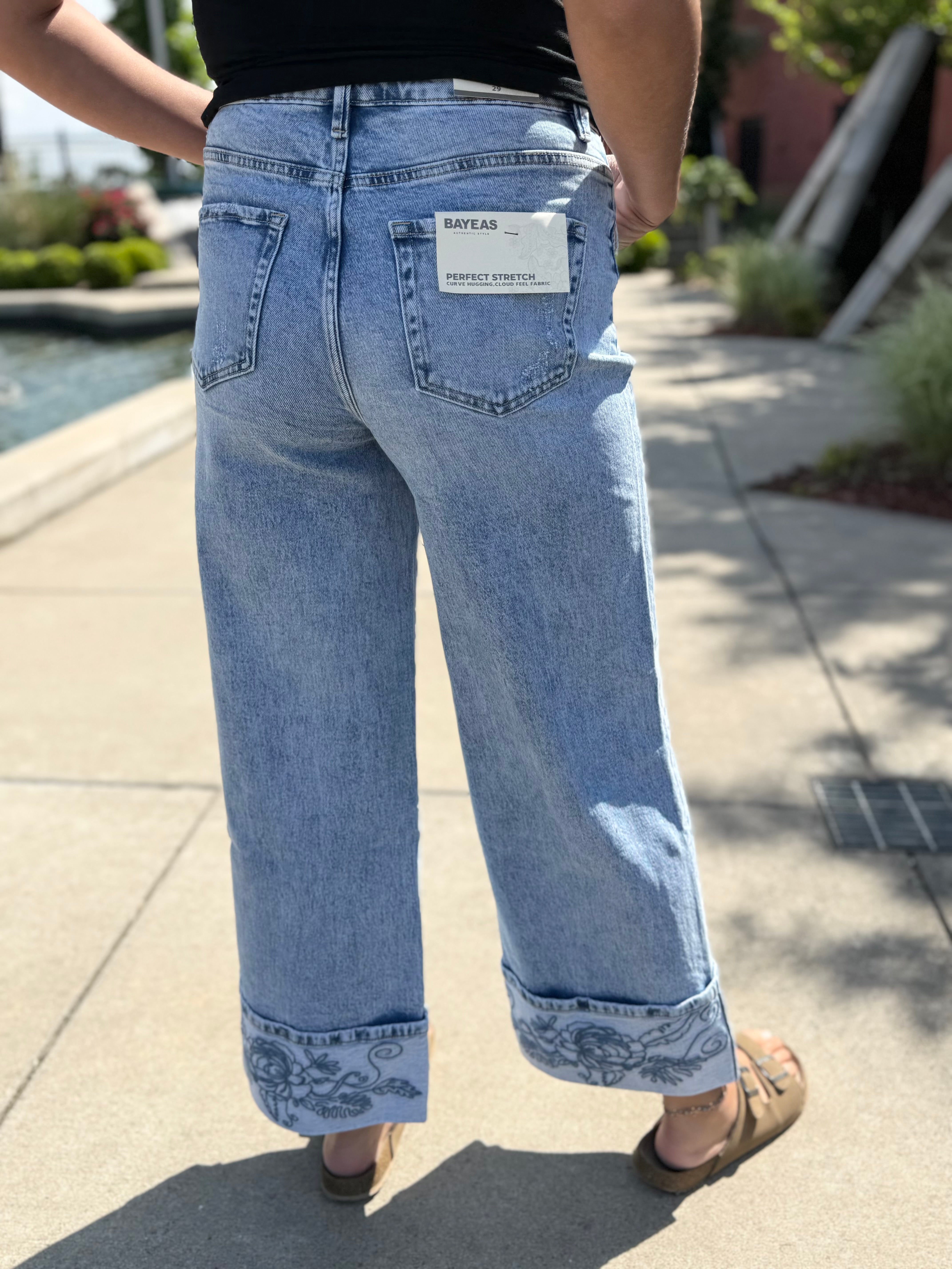 Bella Embroidery Cuffed Jean